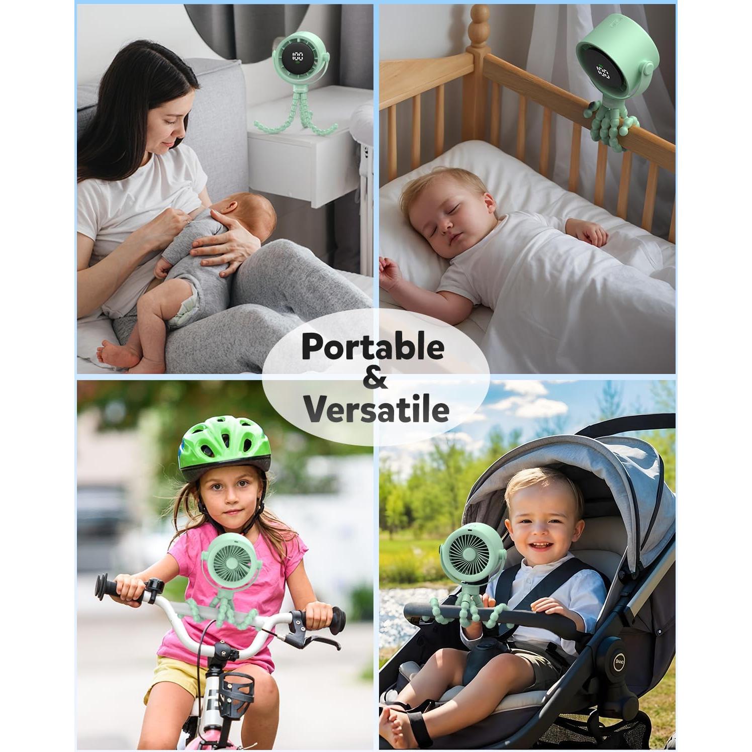 Ventilador Portátil Recargable AMACOOL A223 Verde 5 Velocidades