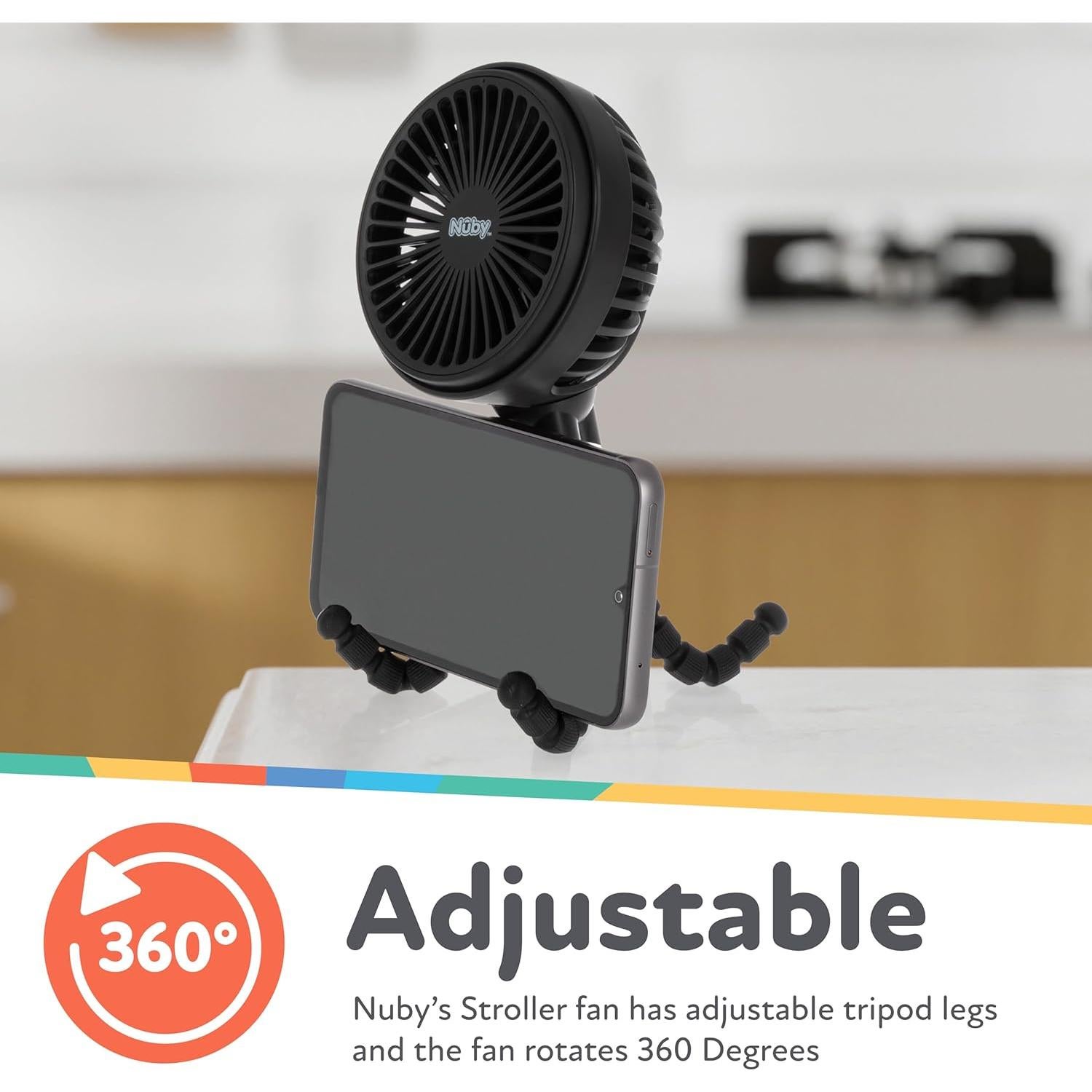 Ventilador de Cochecito Nuby Portátil 3 Velocidades Negro