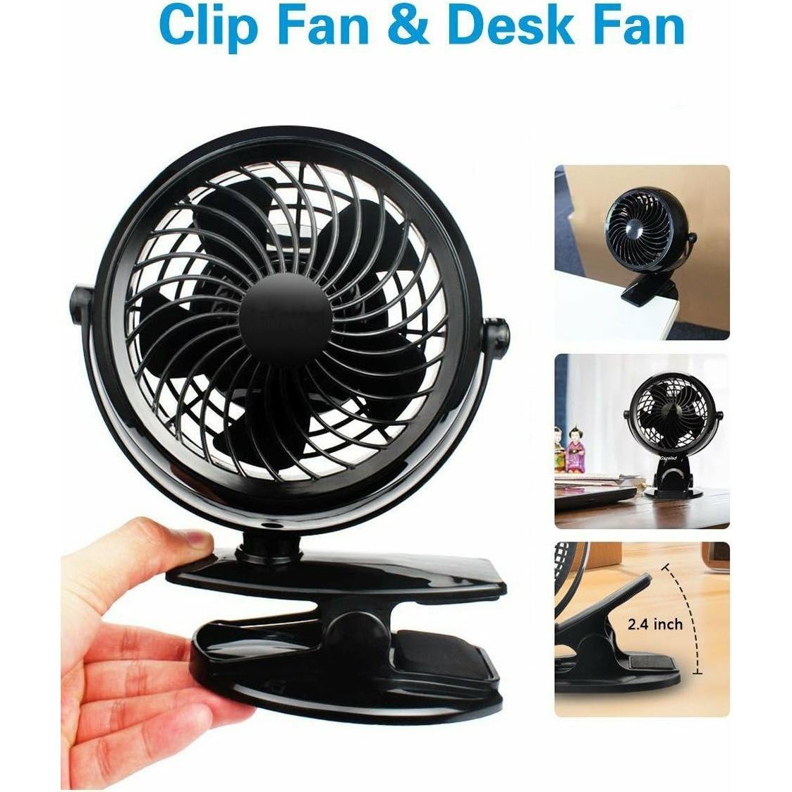 Ventilador de Clip Gazeled CF-B02-N 5" Batería USB Silencioso