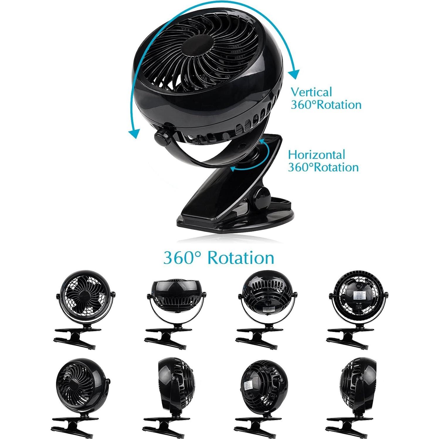 Ventilador de Clip Gazeled CF-B02-N 5" Batería USB Silencioso