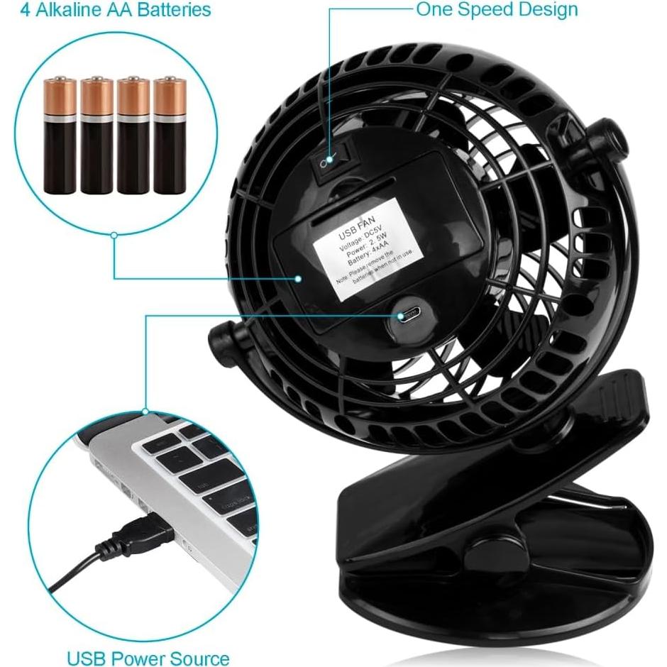 Ventilador de Clip Gazeled CF-B02-N 5" Batería USB Silencioso