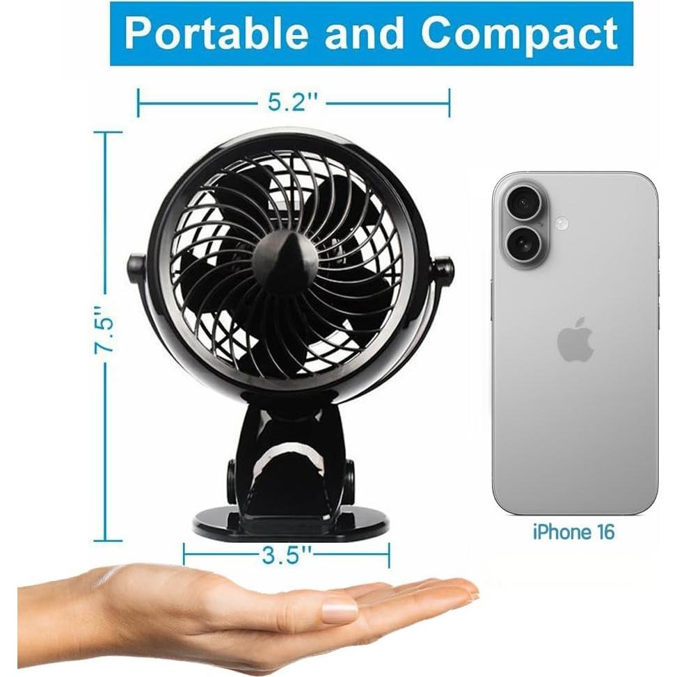 Ventilador de Clip Gazeled CF-B02-N 5" Batería USB Silencioso
