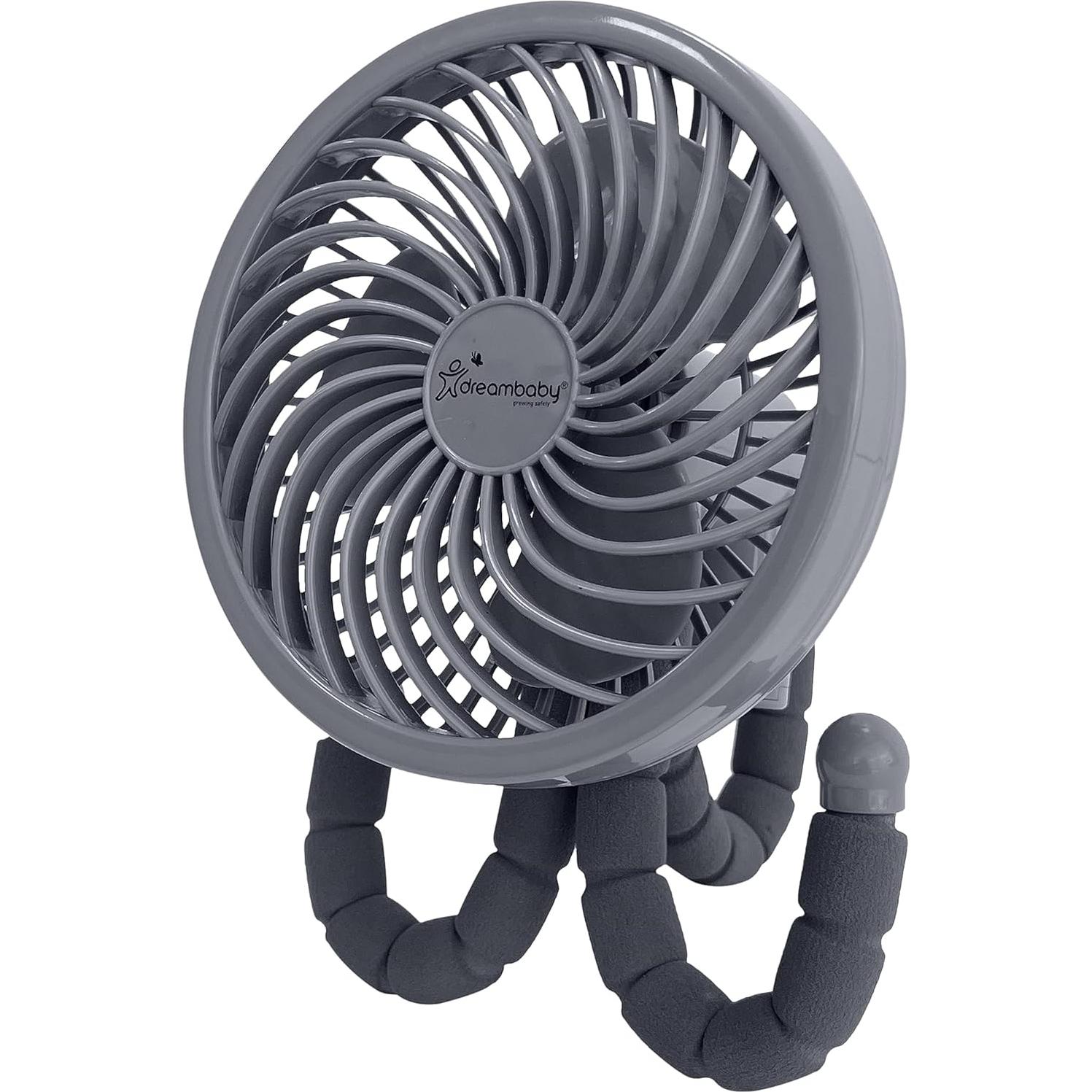 Ventilador portátil Dreambaby Smart Grip Deluxe gris, ajustable