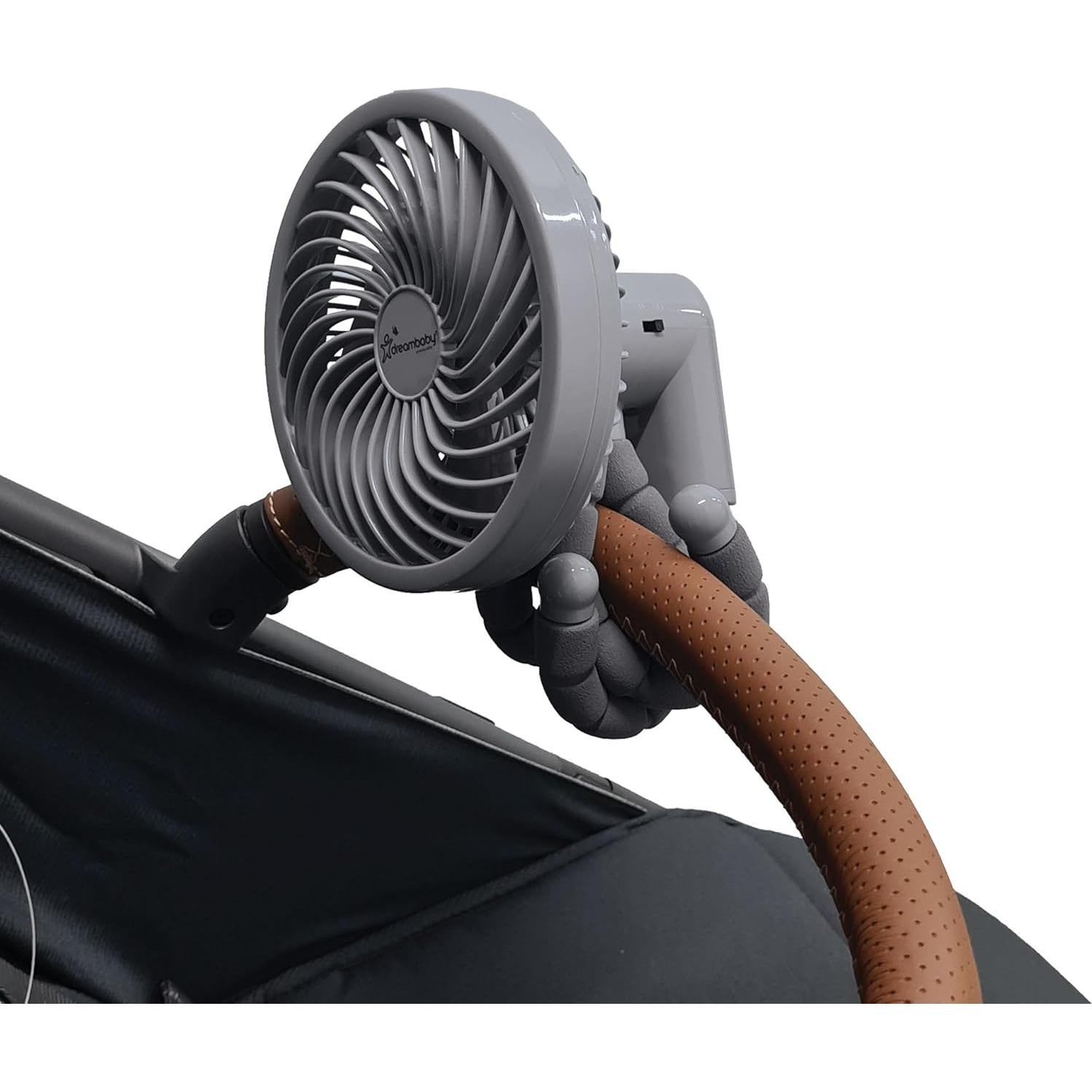 Ventilador portátil Dreambaby Smart Grip Deluxe gris, ajustable