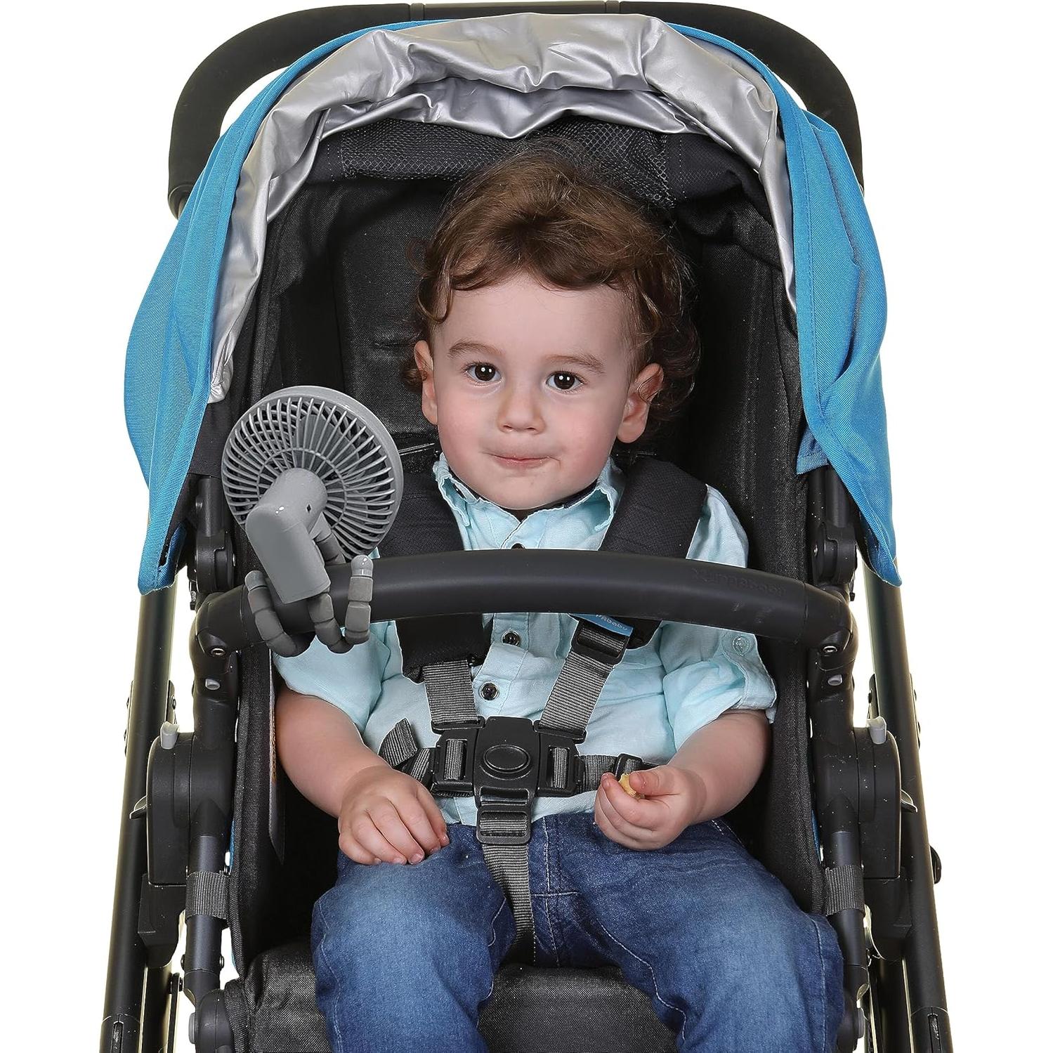 Ventilador portátil Dreambaby Smart Grip Deluxe gris, ajustable