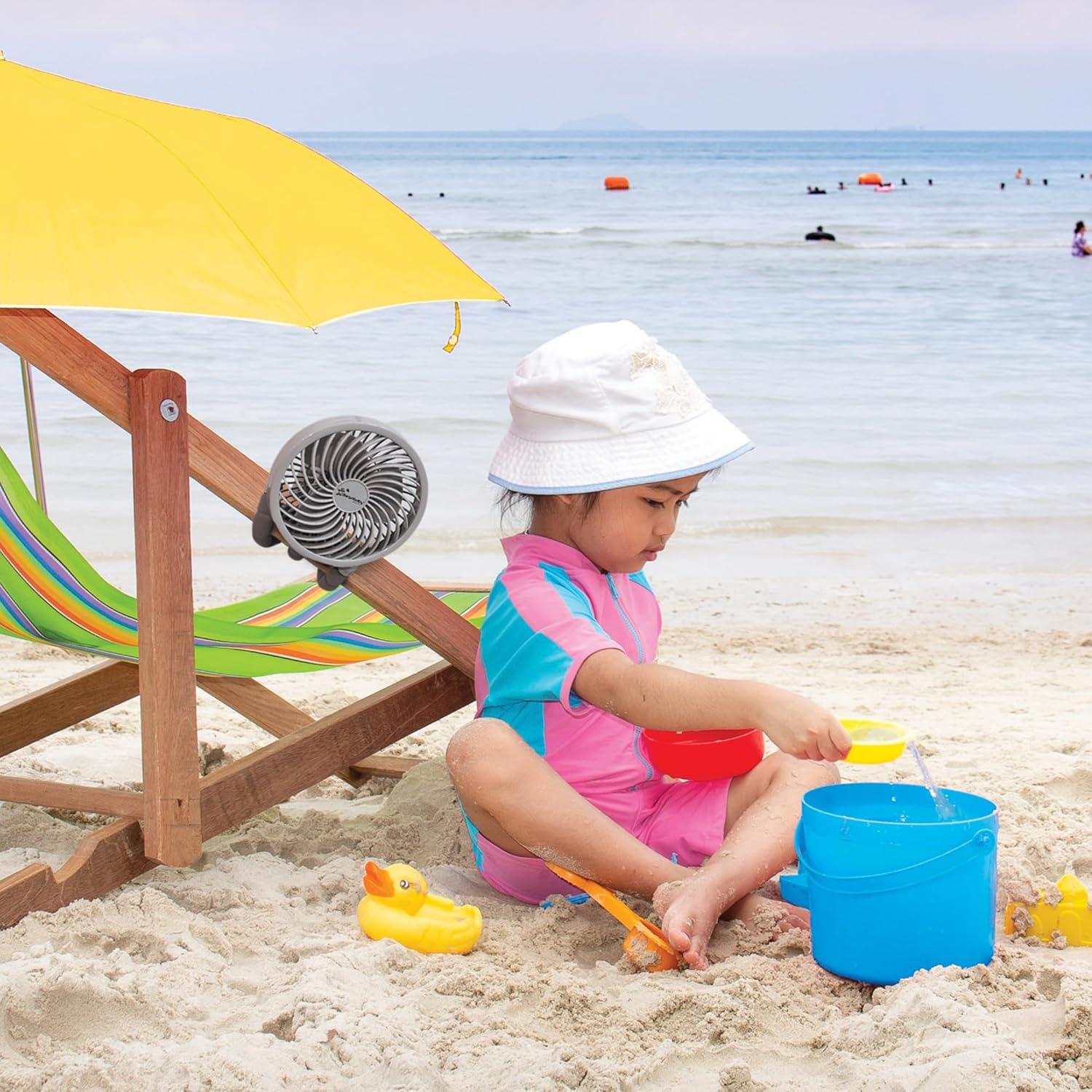 Ventilador portátil Dreambaby Smart Grip Deluxe gris, ajustable