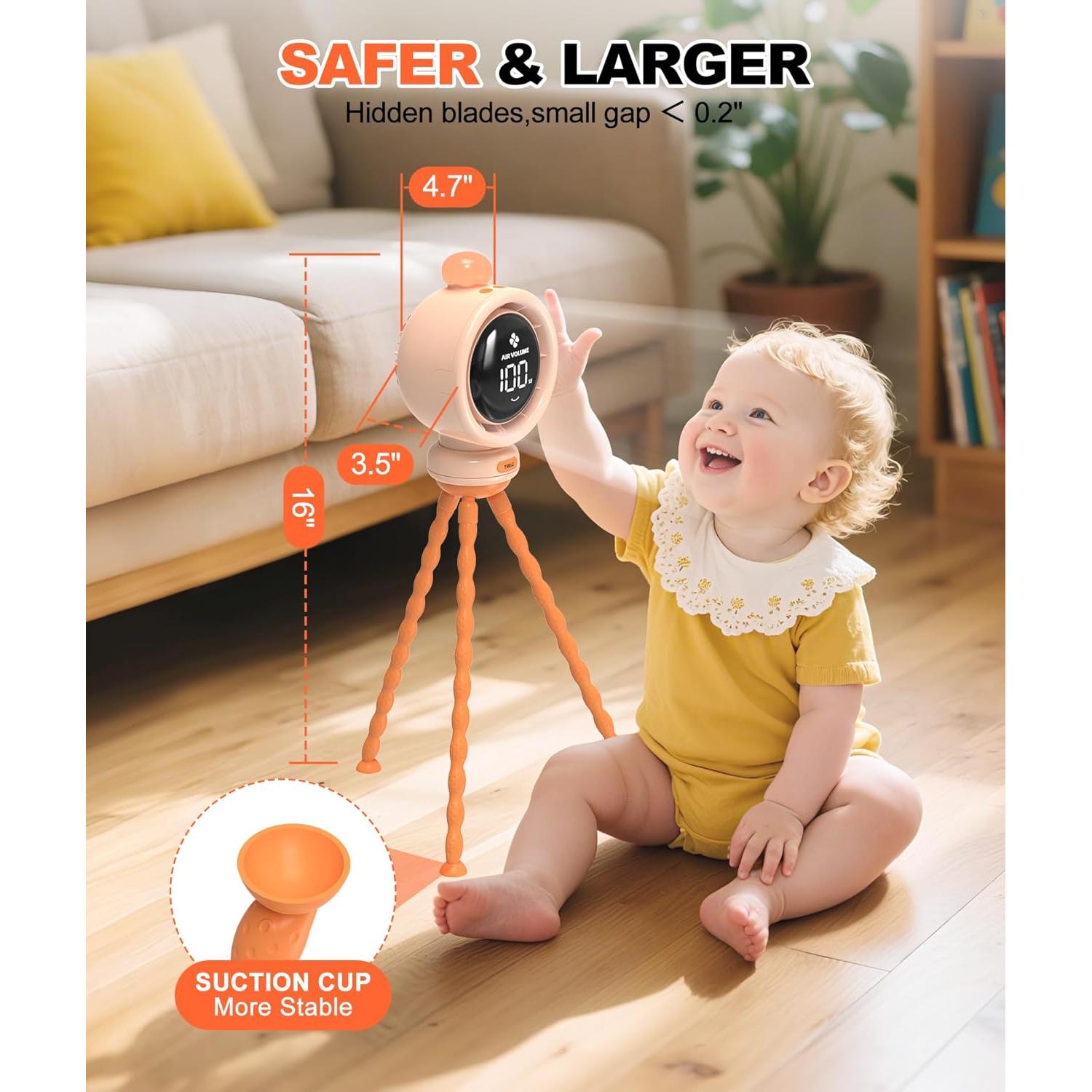 Ventilador Portátil TRELC SG-F1 Oscilante LED 3800mA Naranja