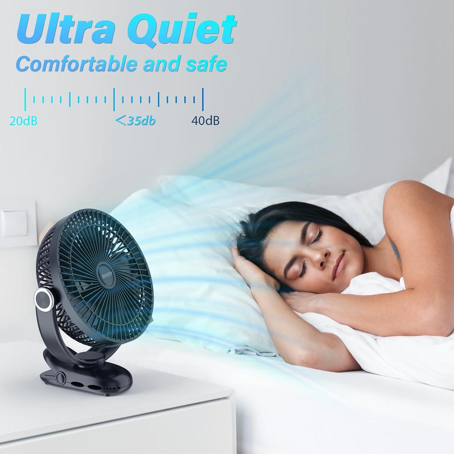 Ventilador Clip On BIVBTP 8" Recargable 12000mAh Silencioso