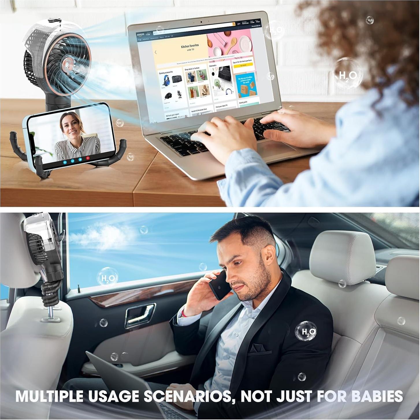 Ventilador Portátil Ausic P10 con Nebulizador 100ml