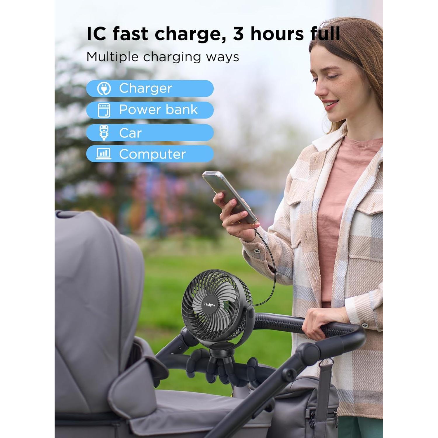 Ventilador Portátil Tasigok F020L Recargable 4000mAh 3 Velocidades