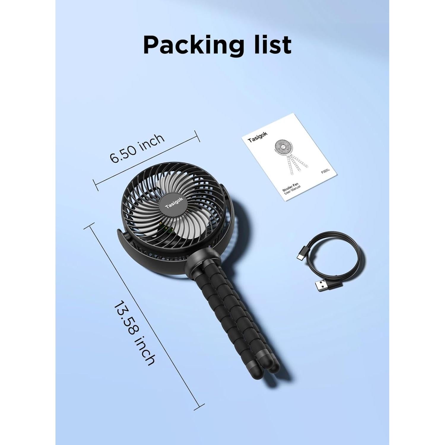 Ventilador Portátil Tasigok F020L Recargable 4000mAh 3 Velocidades