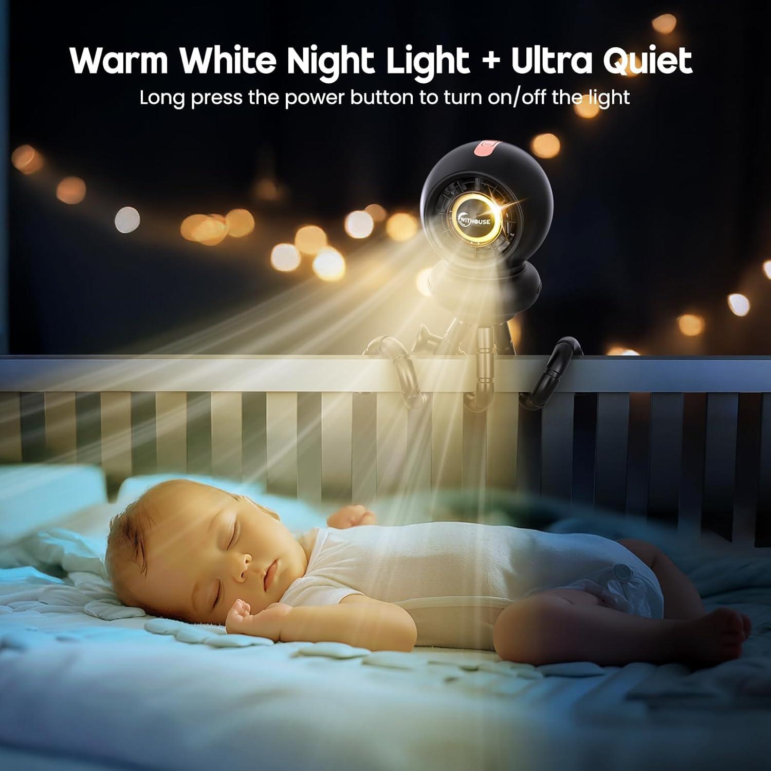 Ventilador de Cochecito WITHOUSE 8000mAh Oscilante 75°