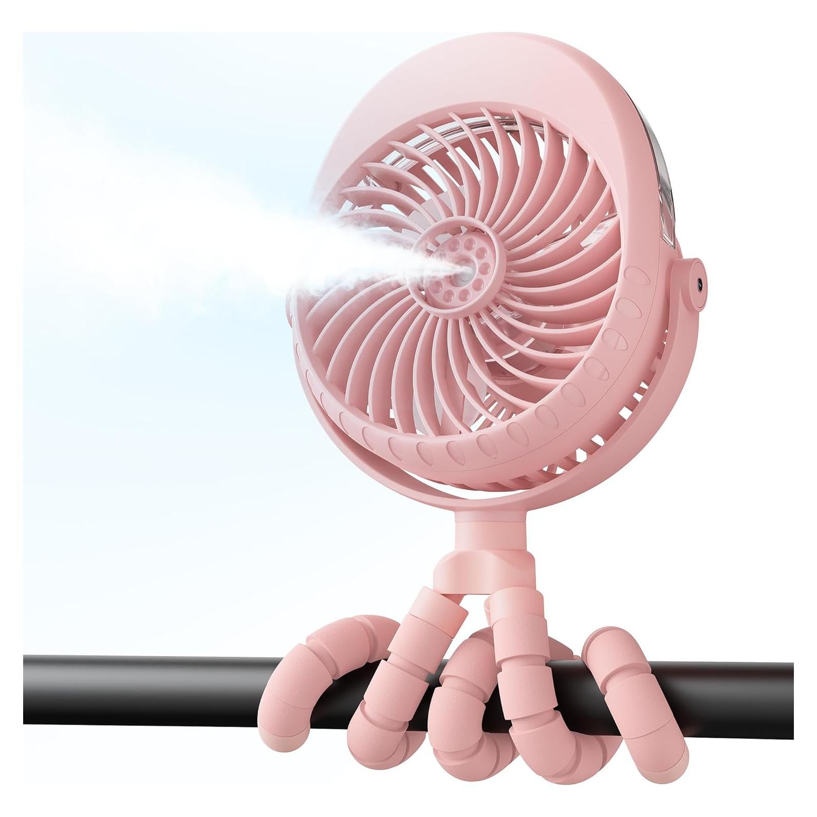 Ventilador portátil AMACOOL F002A 4000mAh con niebla rosa