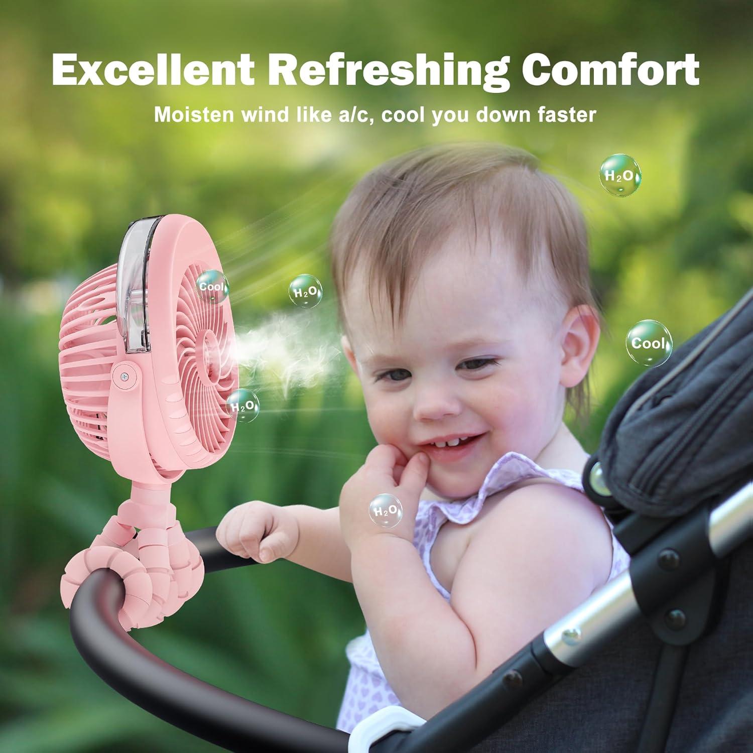 Ventilador portátil AMACOOL F002A 4000mAh con niebla rosa