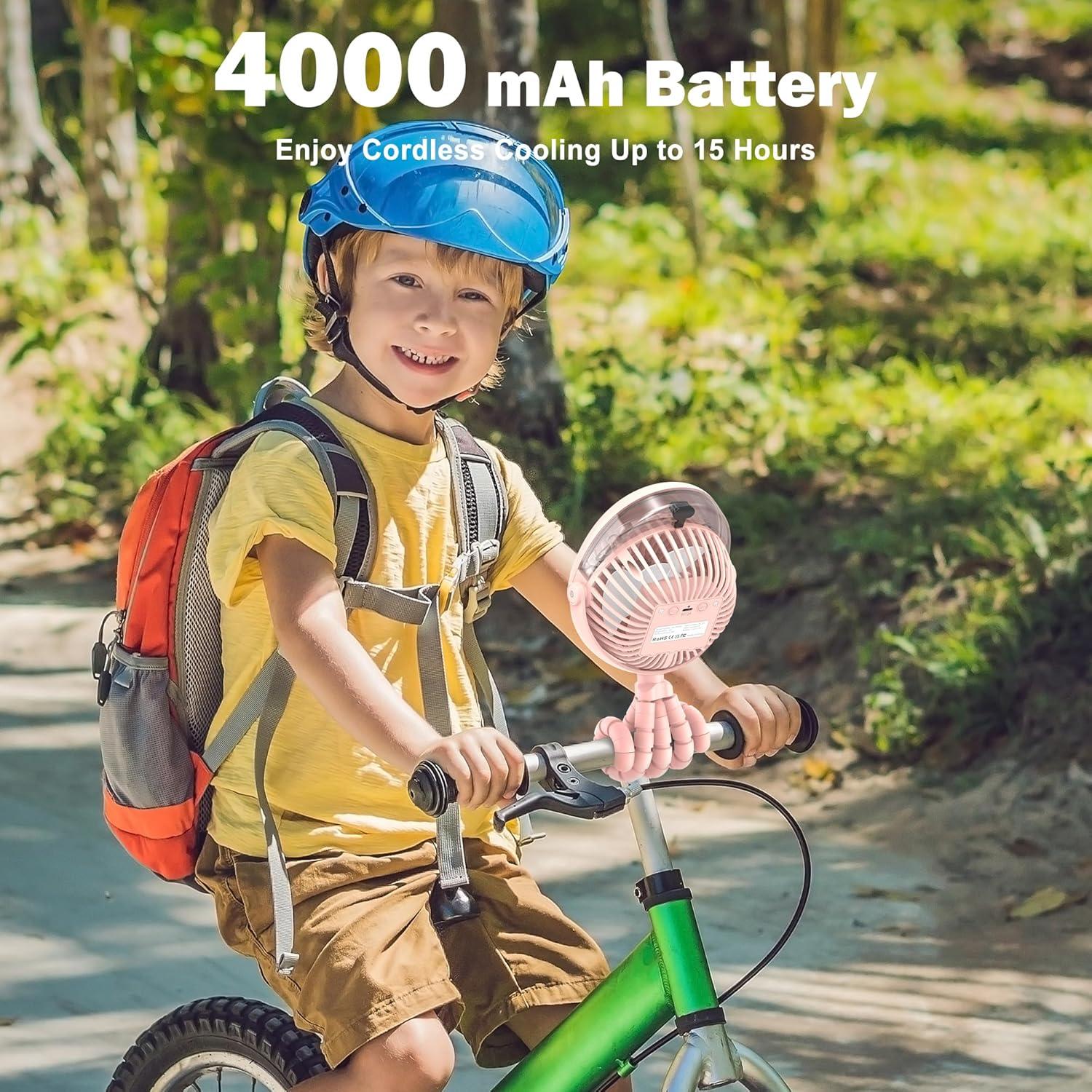 Ventilador portátil AMACOOL F002A 4000mAh con niebla rosa