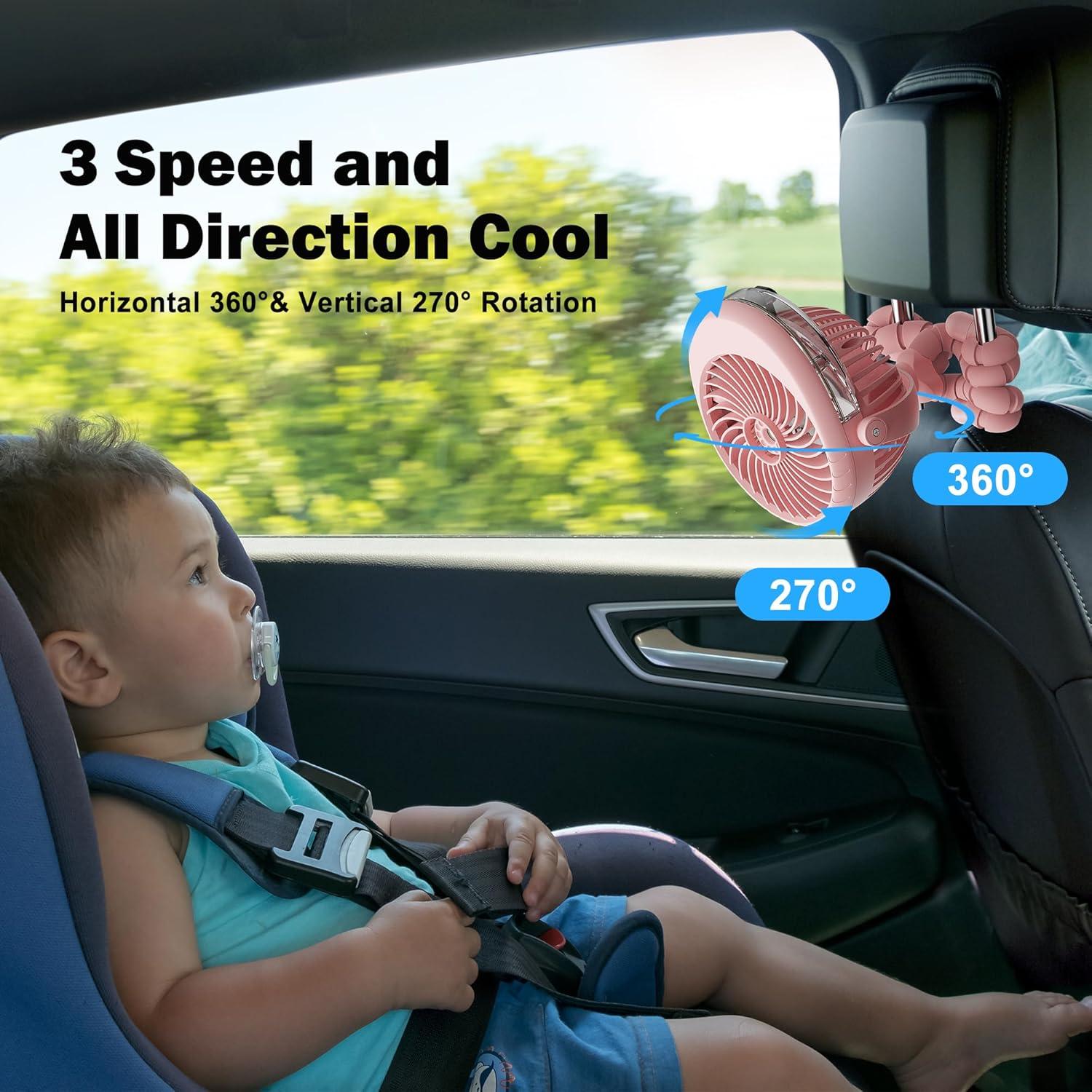 Ventilador portátil AMACOOL F002A 4000mAh con niebla rosa