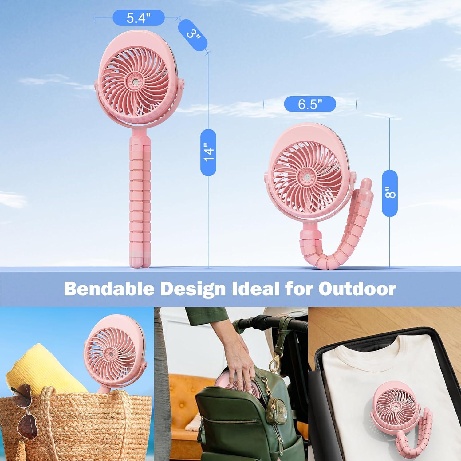 Ventilador portátil AMACOOL F002A 4000mAh con niebla rosa