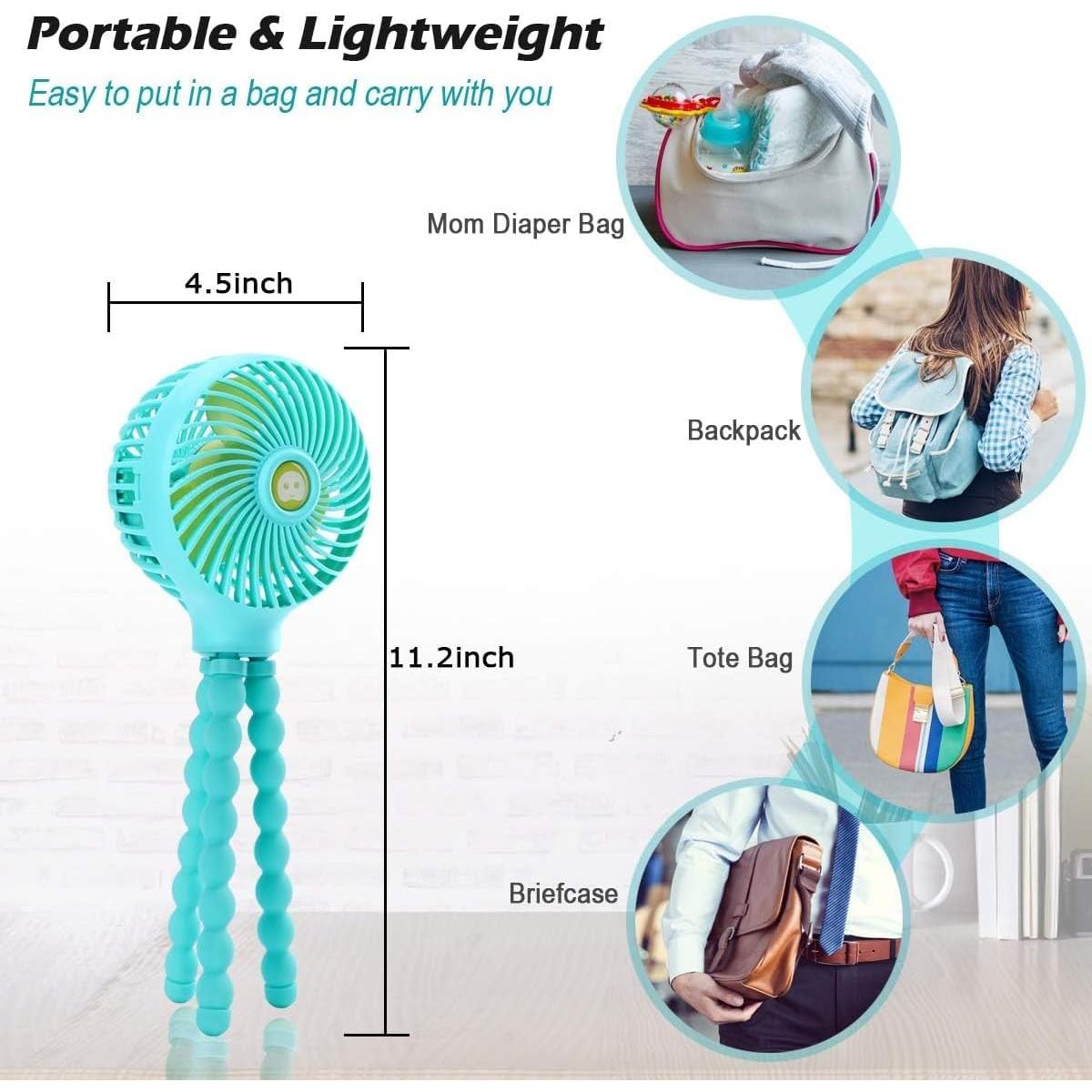 Ventilador Portátil para Cochecito Eaersan USB Recargable