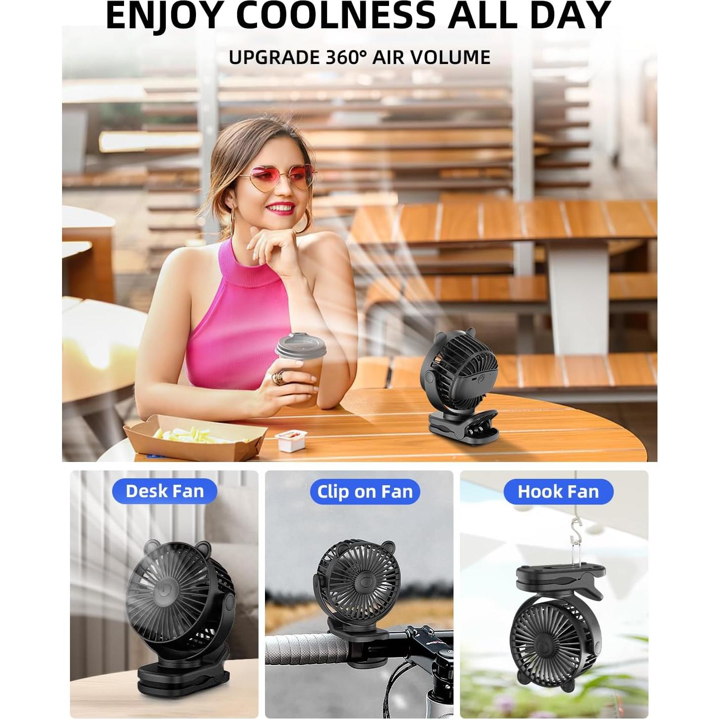 Ventilador Portátil KIDEE Clip 360° Recargable USB 2000mAh