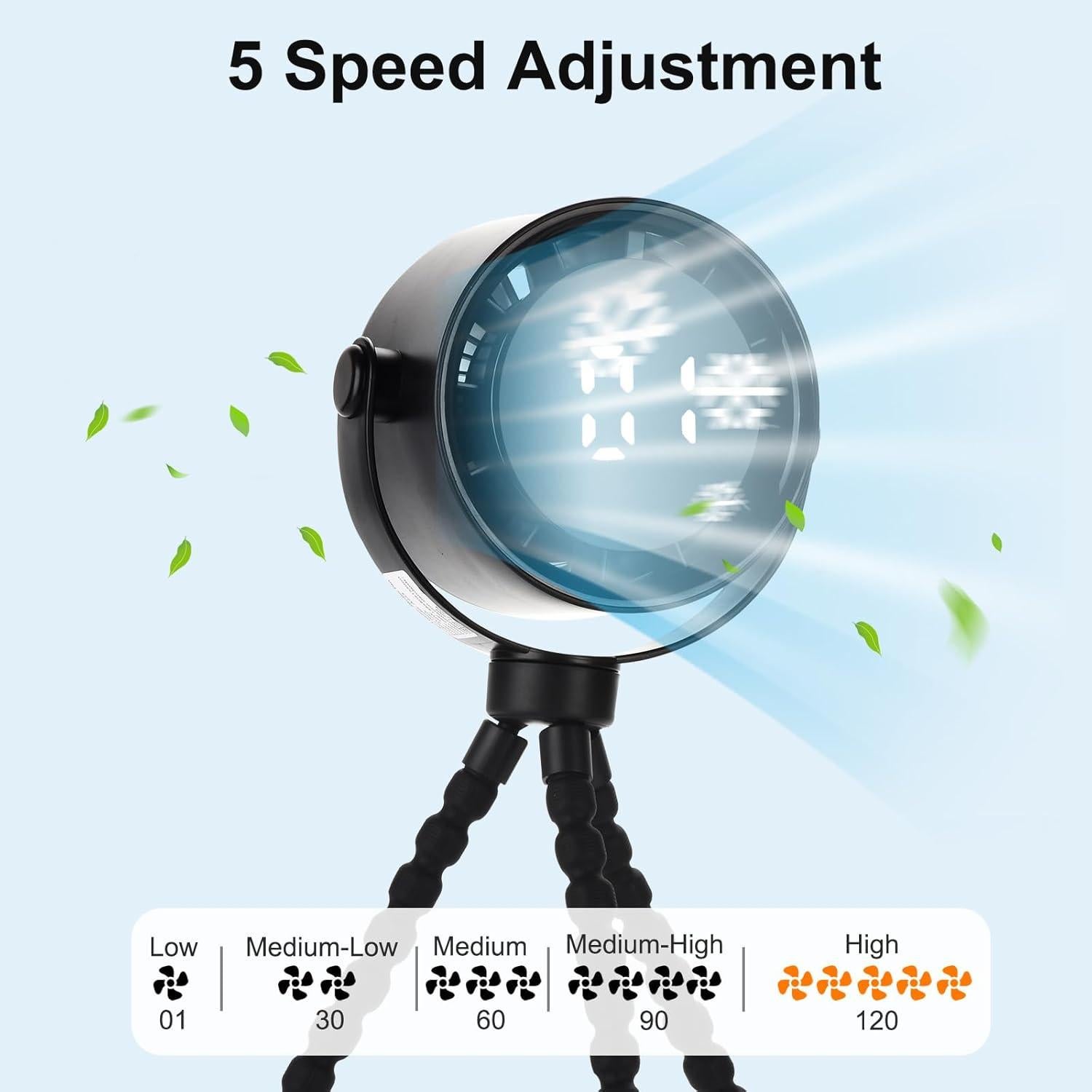 Ventilador portátil Donlala 5000mAh 5 velocidades 360°