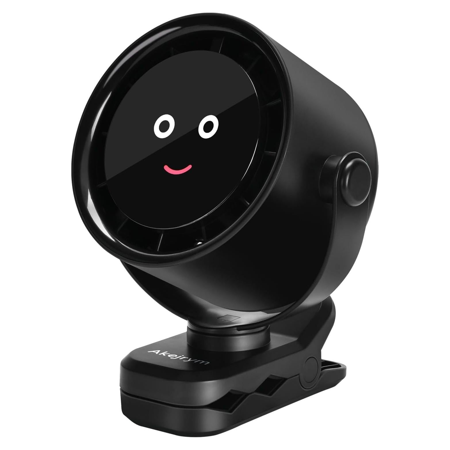 Ventilador de Clip Akejrym Portátil 360° 5 Velocidades Negro