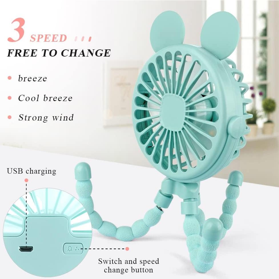 Ventilador de Cochecito Keweis Octopus Portátil USB 3 Velocidades