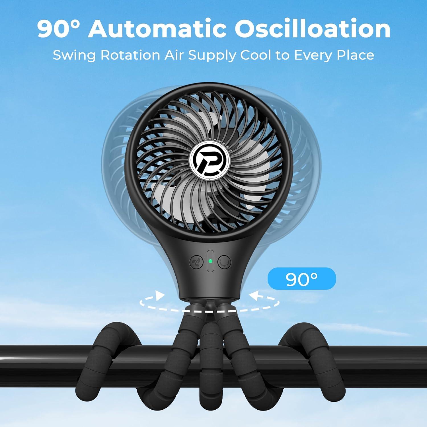 Ventilador de Cochecito PANERGY F008 Portátil Oscilante 3 Velocidades