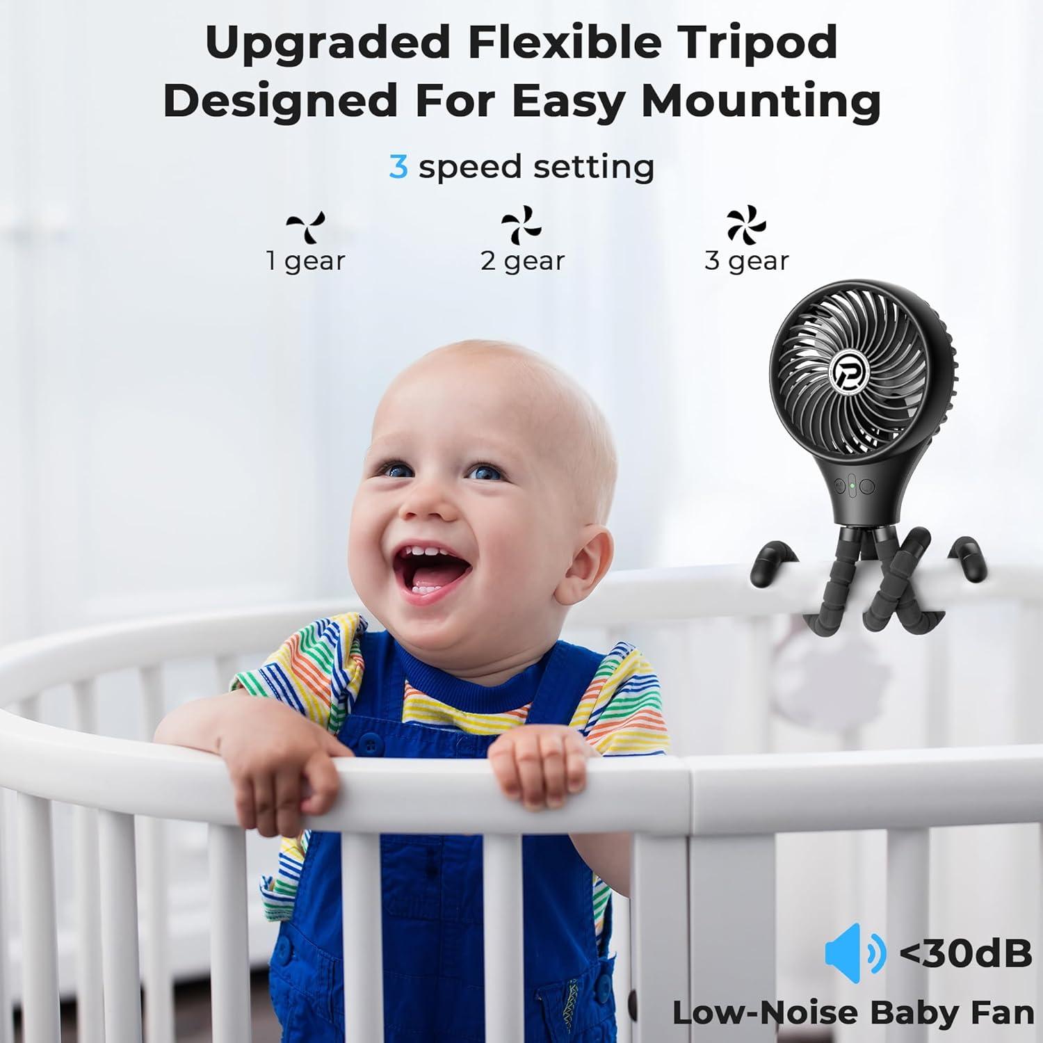 Ventilador de Cochecito PANERGY F008 Portátil Oscilante 3 Velocidades