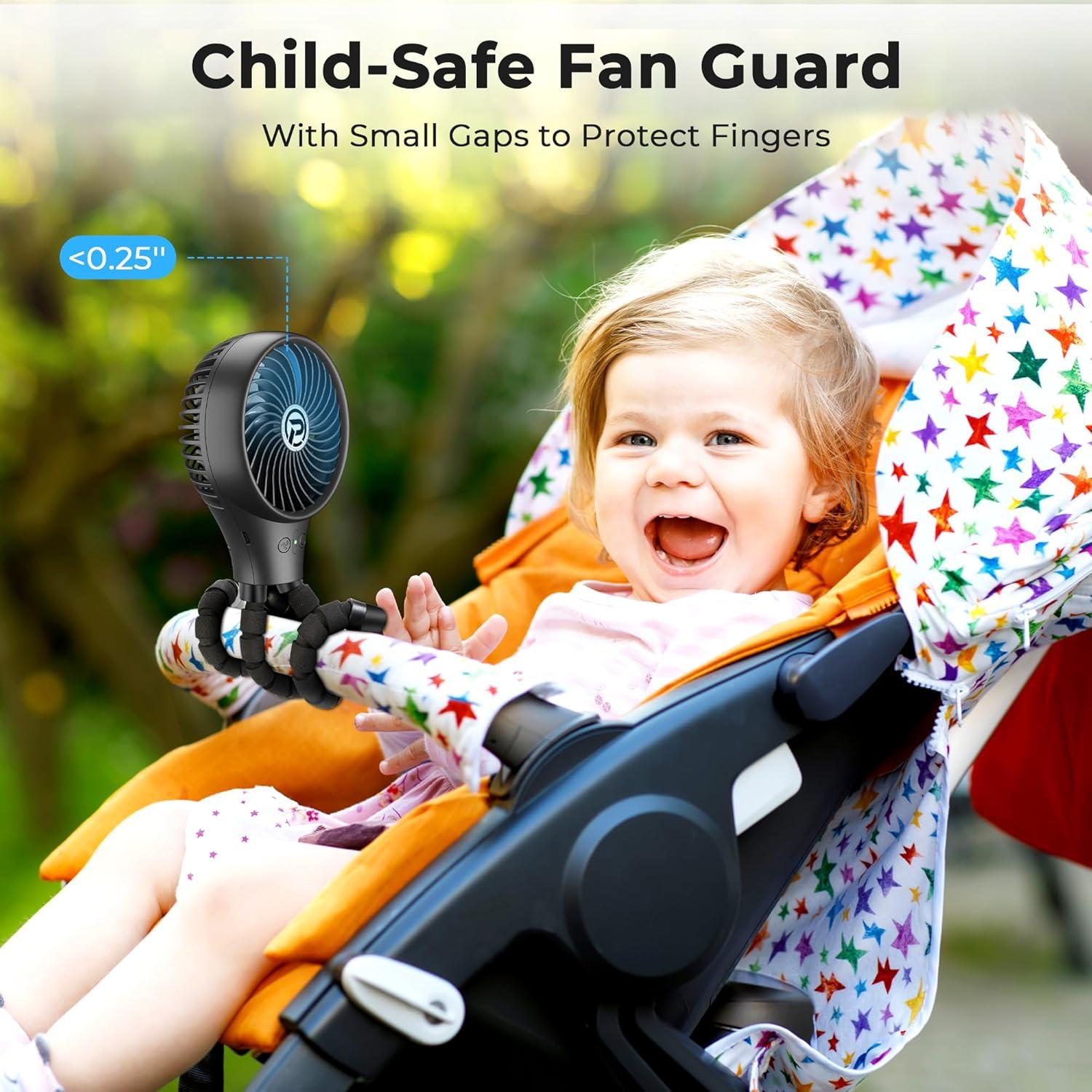 Ventilador de Cochecito PANERGY F008 Portátil Oscilante 3 Velocidades