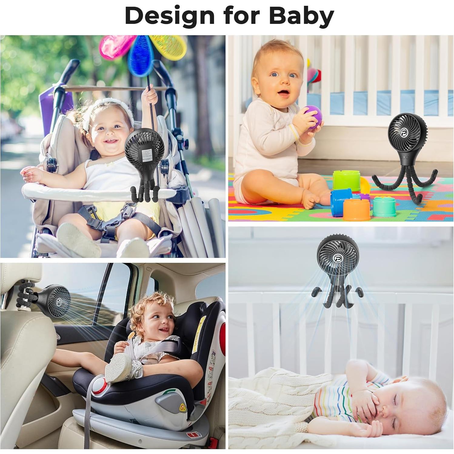 Ventilador de Cochecito PANERGY F008 Portátil Oscilante 3 Velocidades