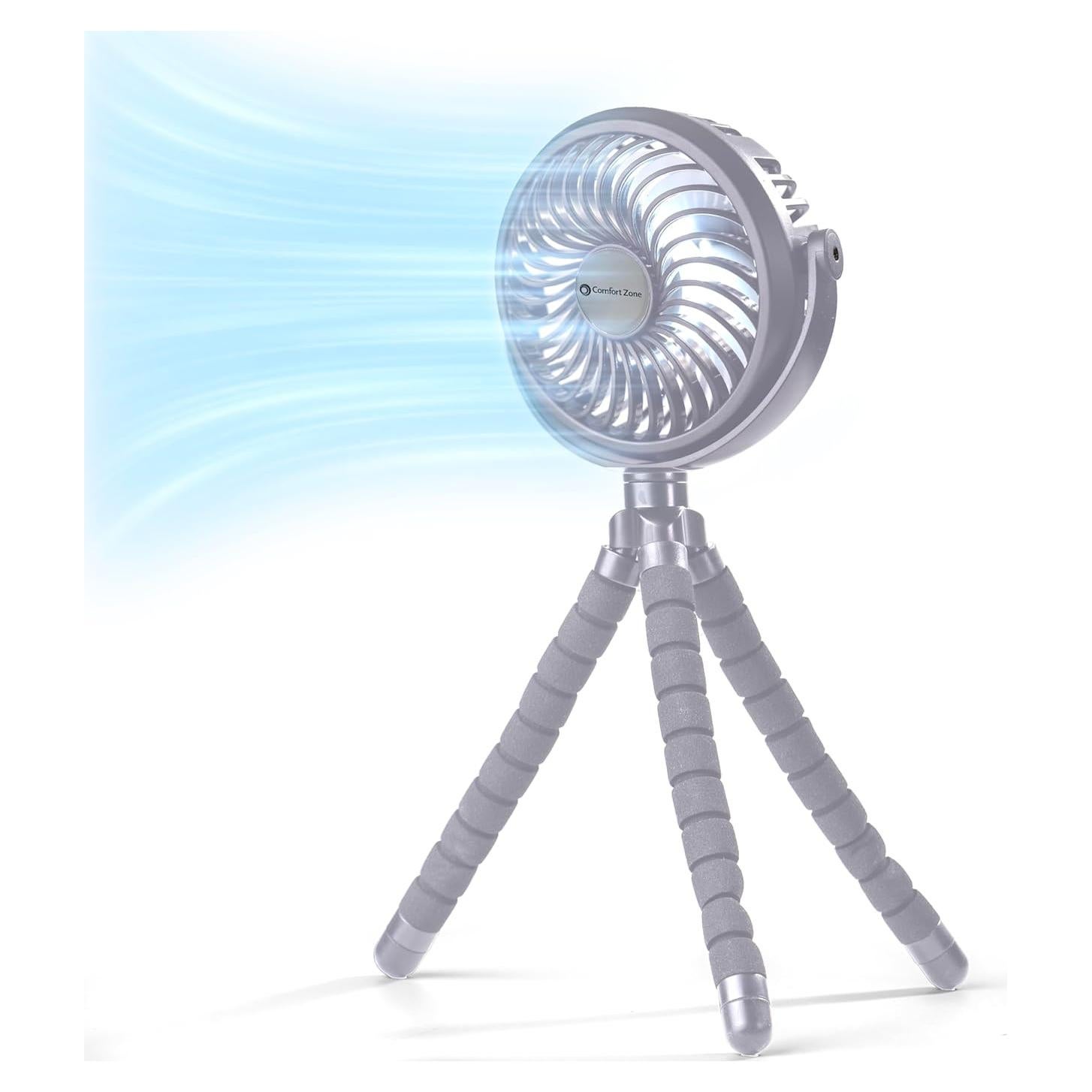 Ventilador Portátil Comfort Zone MTD08-GRY Recargable 3 Velocidades