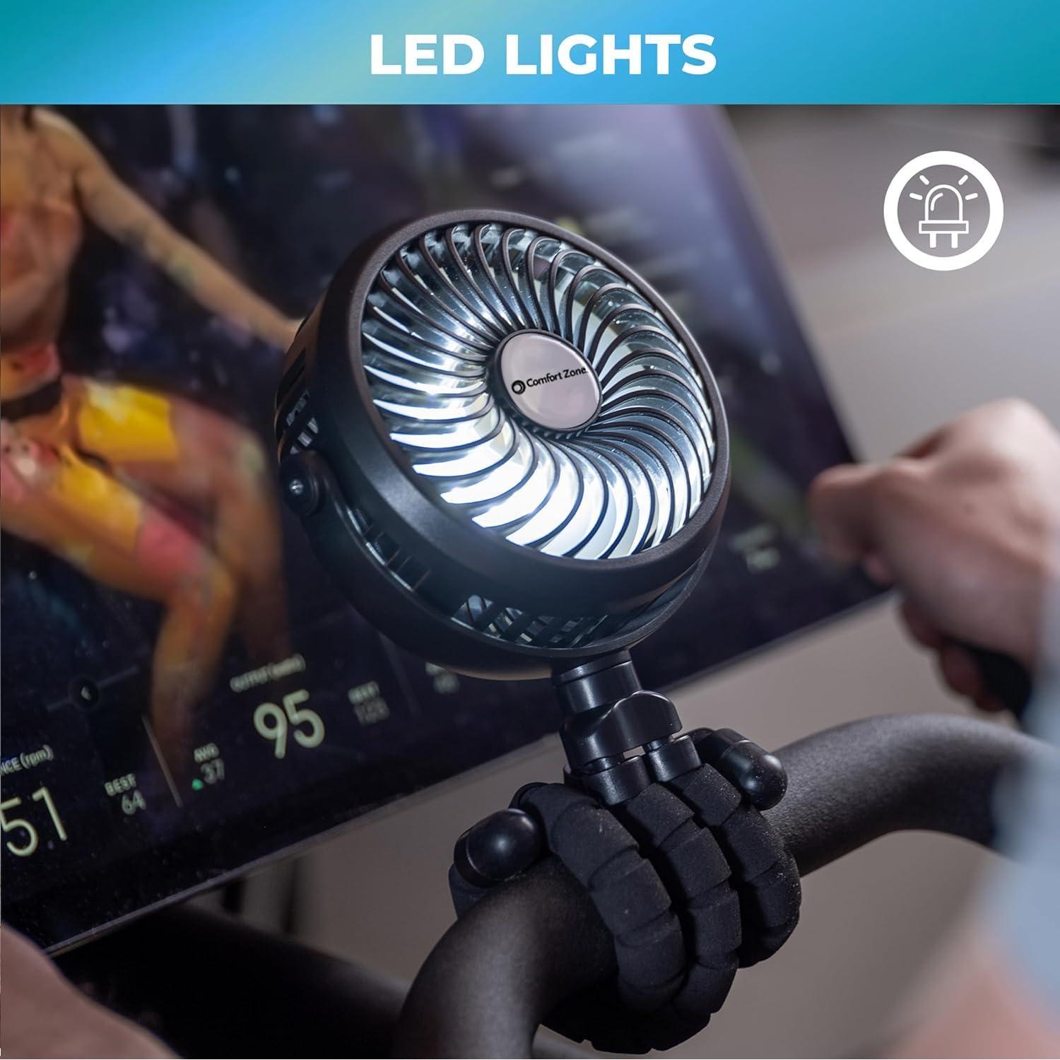 Ventilador Portátil Comfort Zone MTD08-GRY Recargable 3 Velocidades