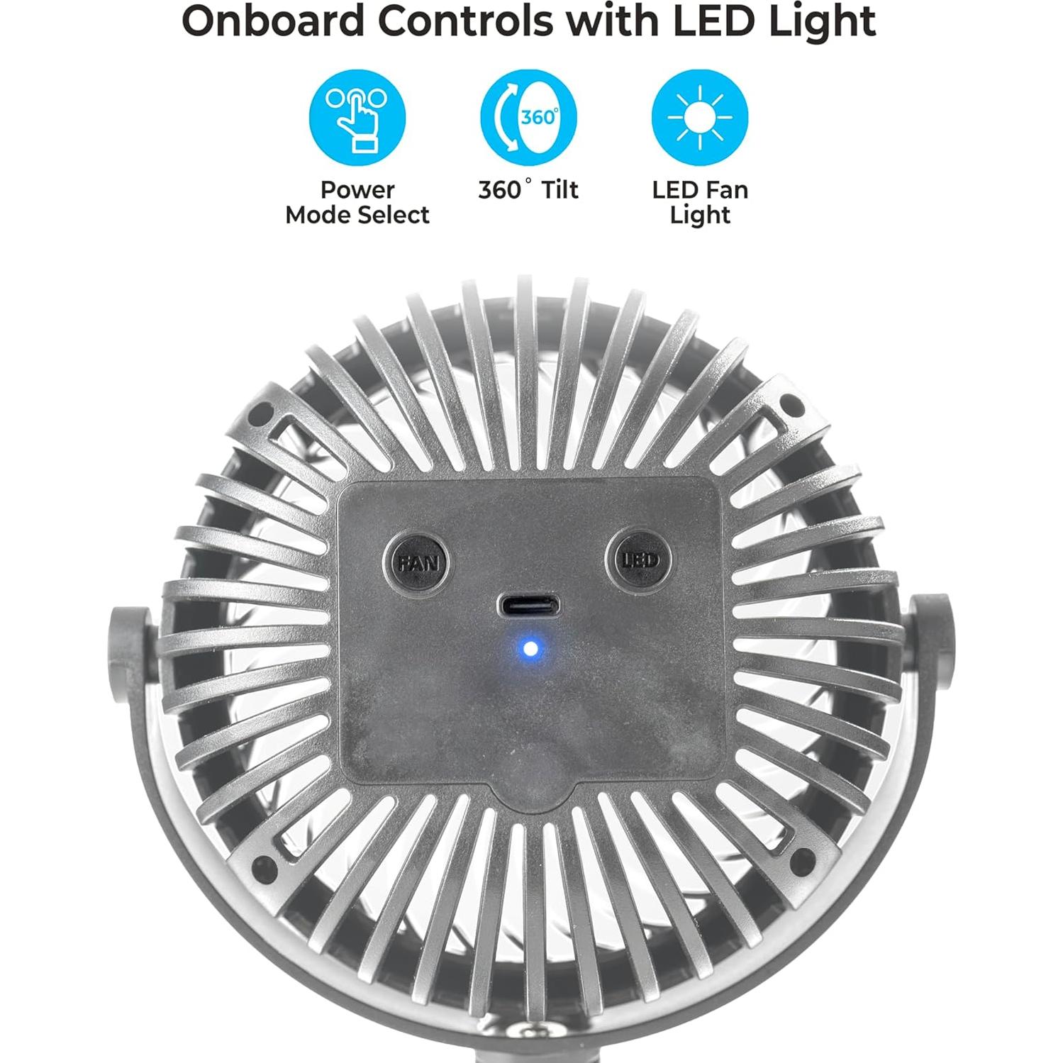 Ventilador Portátil Comfort Zone MTD08-GRY Recargable 3 Velocidades