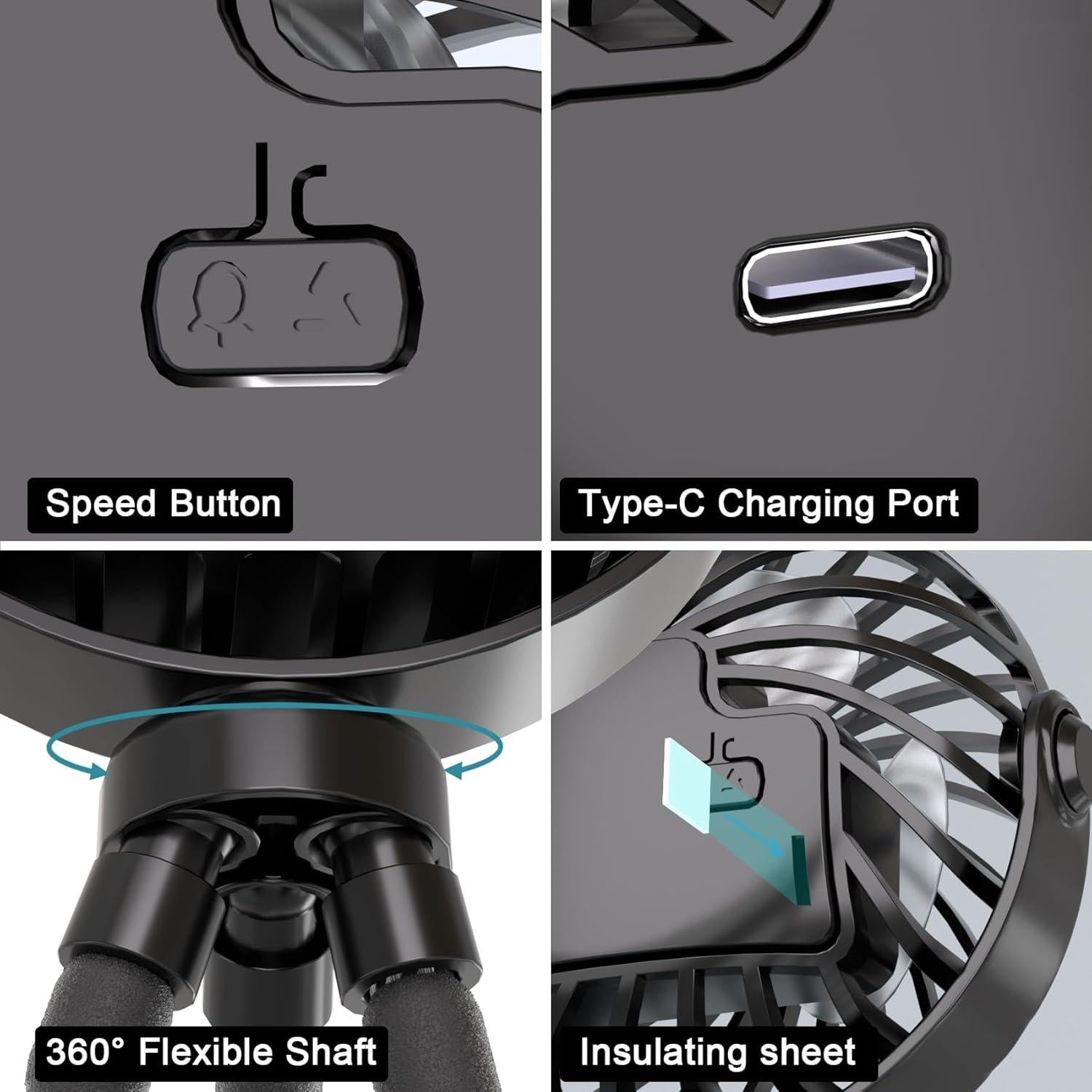 Ventilador Mini Portátil JYJZPB para Cochecito 3 Velocidades