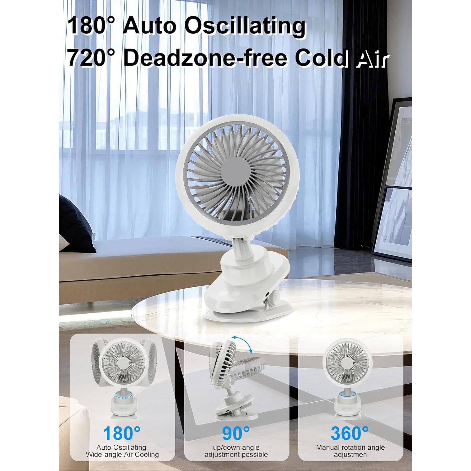 Ventilador de Clip Oscilante FRIENGOOD 10000mAh 5 Velocidades