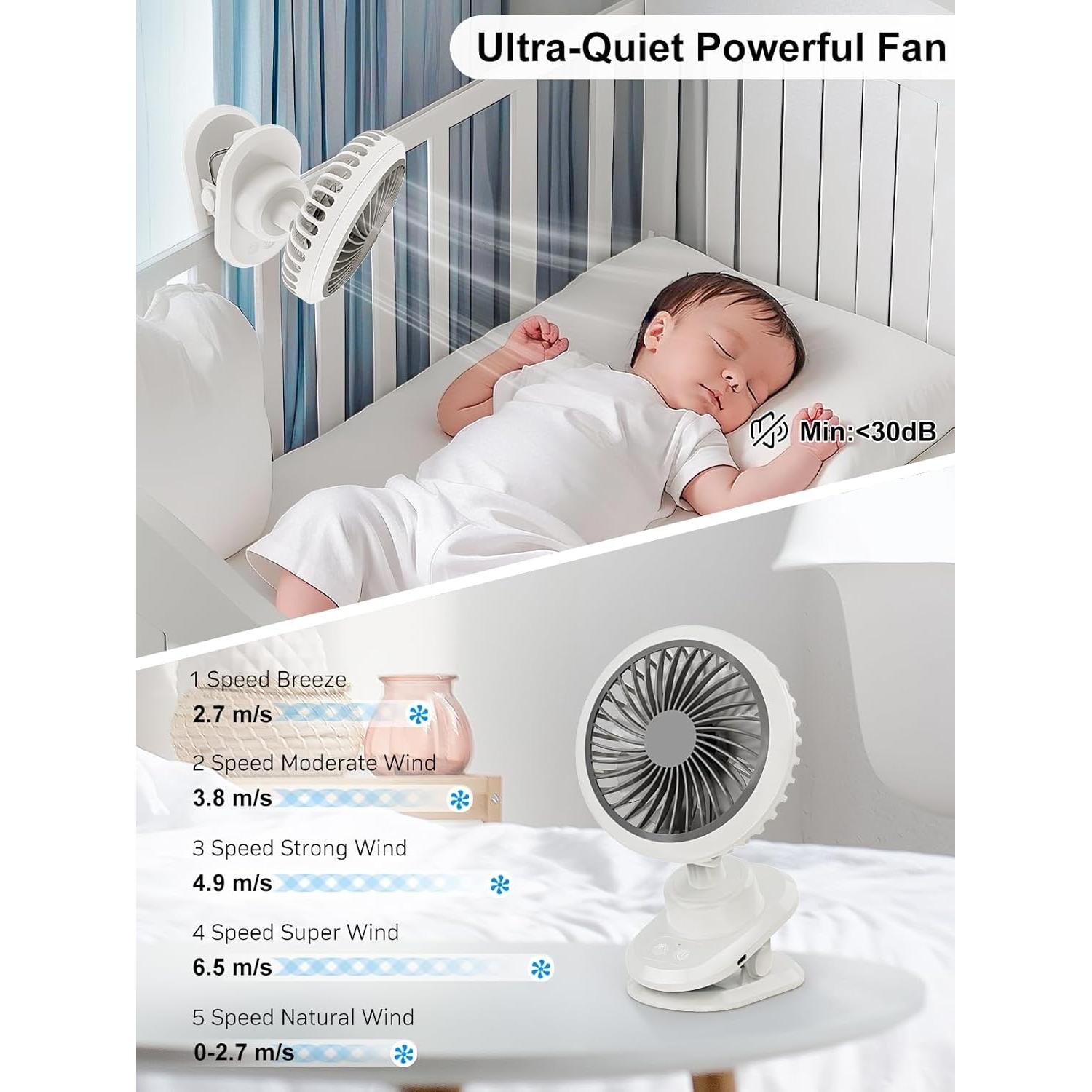 Ventilador de Clip Oscilante FRIENGOOD 10000mAh 5 Velocidades