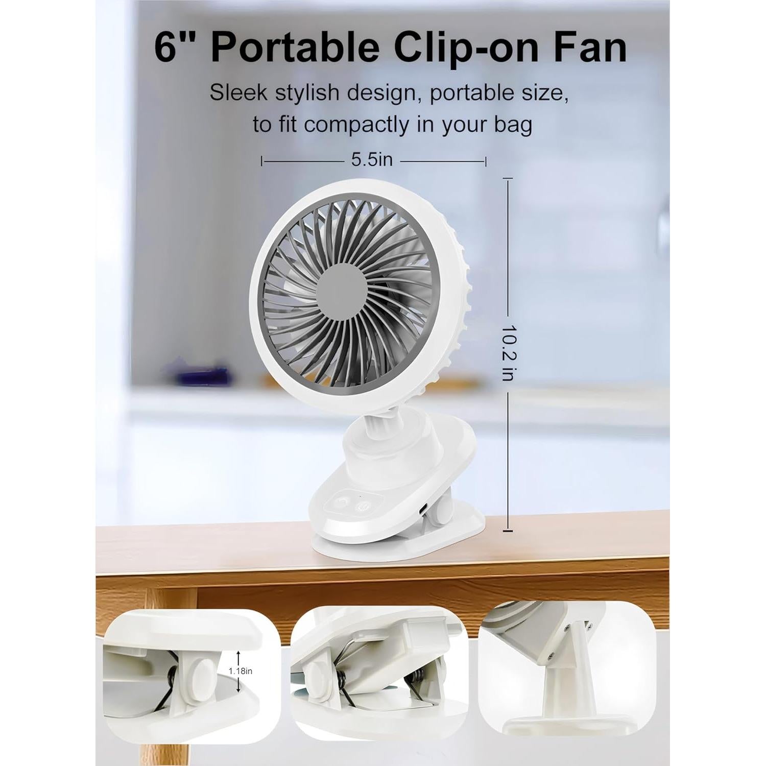 Ventilador de Clip Oscilante FRIENGOOD 10000mAh 5 Velocidades