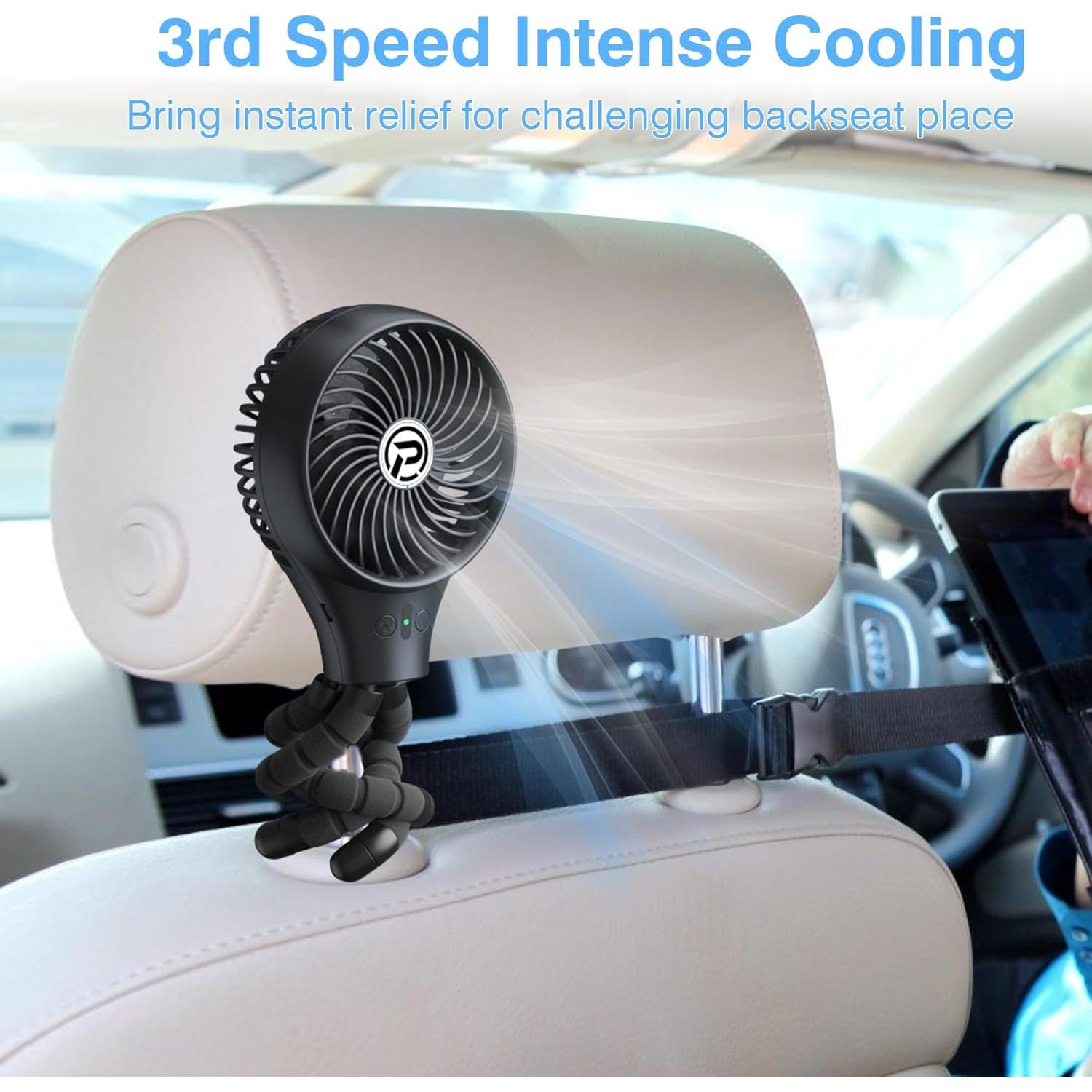 Ventilador de Cochecito Oscilante KITWLEMEN F008 Negro 11h