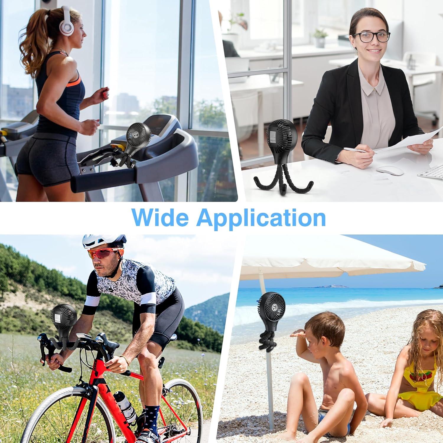 Ventilador de Cochecito Oscilante KITWLEMEN F008 Negro 11h