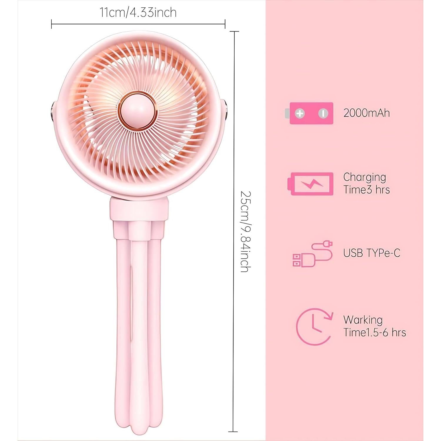 Ventilador Recargable Clip-On QPCMV para Cochecito 3 Velocidades