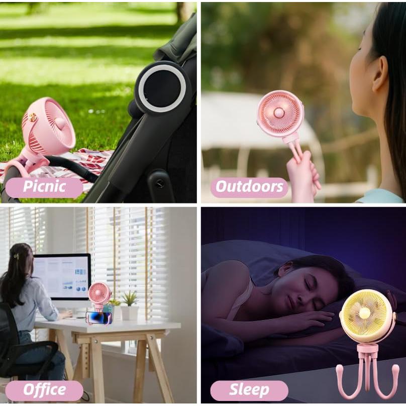 Ventilador Recargable Clip-On QPCMV para Cochecito 3 Velocidades