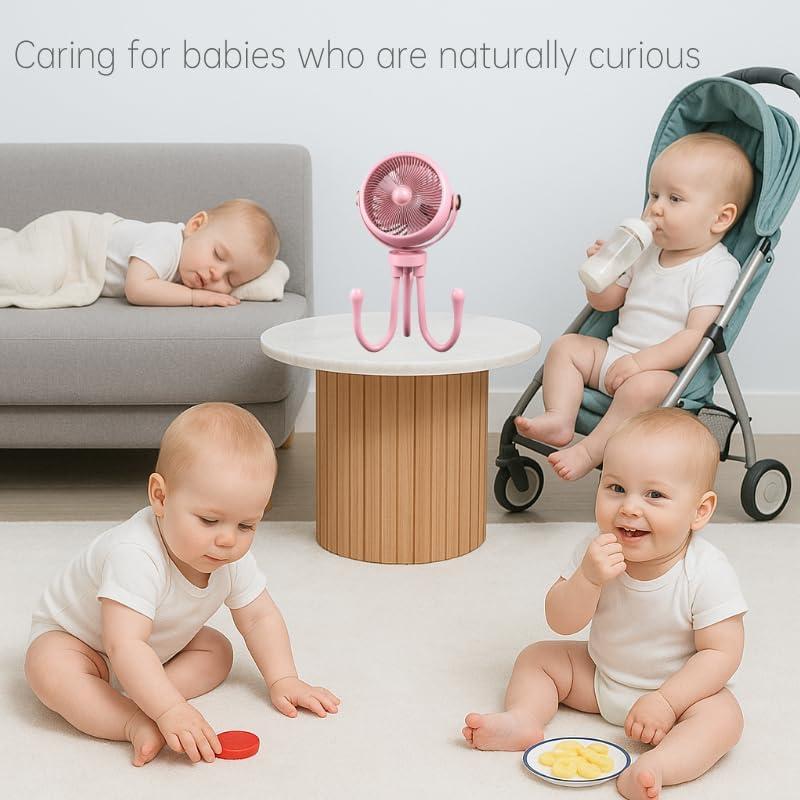 Ventilador Recargable Clip-On QPCMV para Cochecito 3 Velocidades