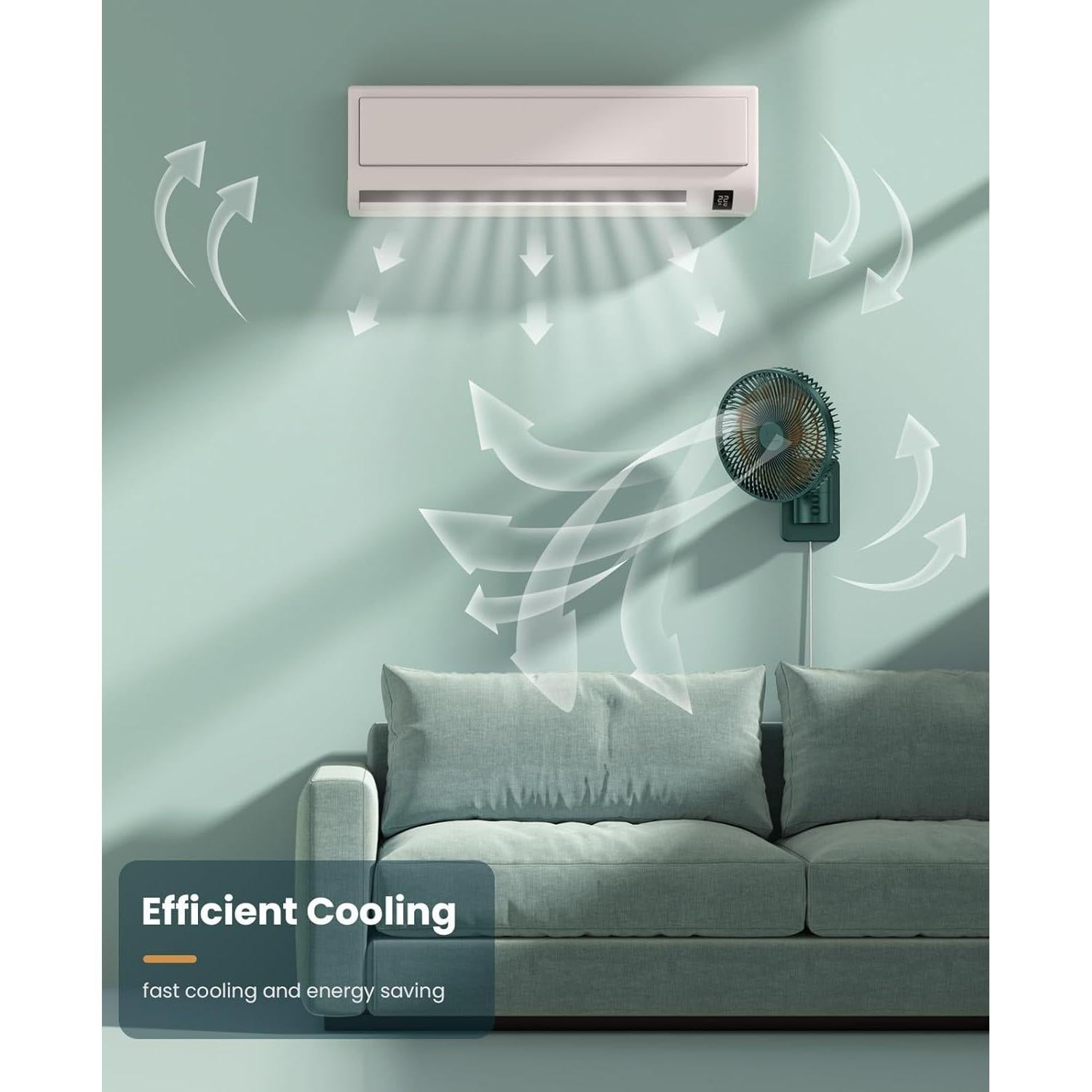 Ventilador de Pared LEMOISTAR 20 cm Oscilante 4 Velocidades