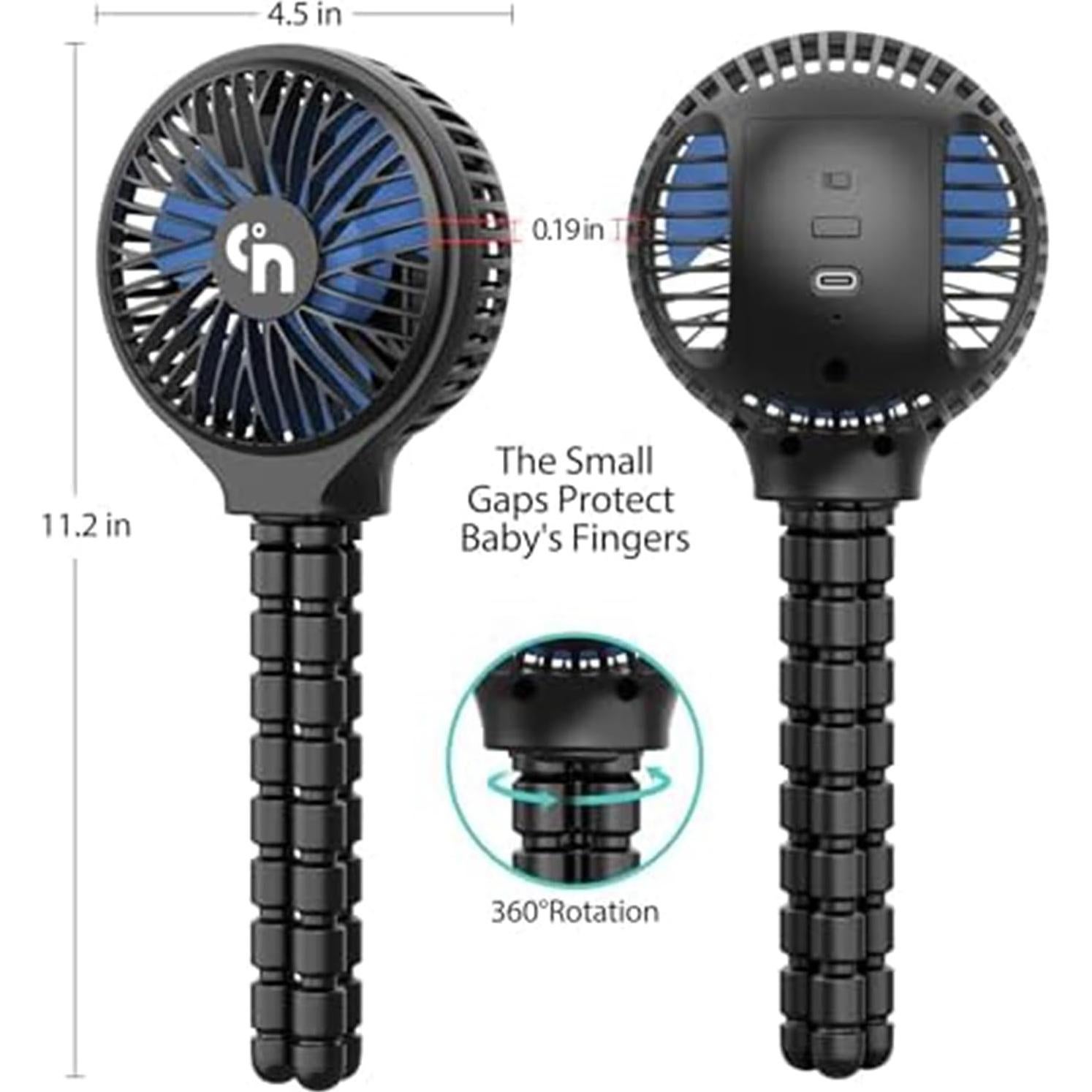 Ventilador Portátil WEGA SF01 Recargable 3 Velocidades Negro