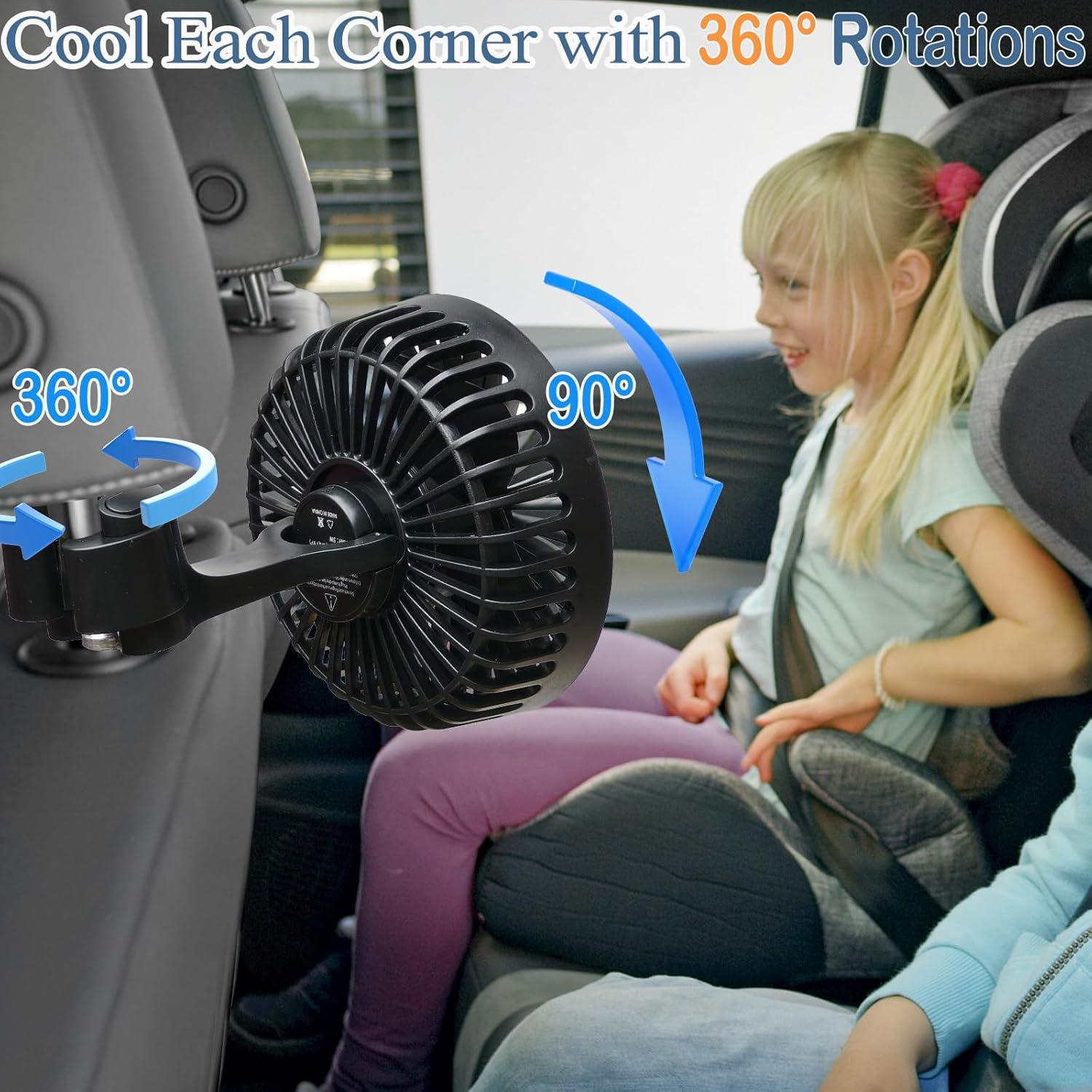 Ventilador de Auto HUENLYEL para Bebé Ajustable USB 3 Velocidades