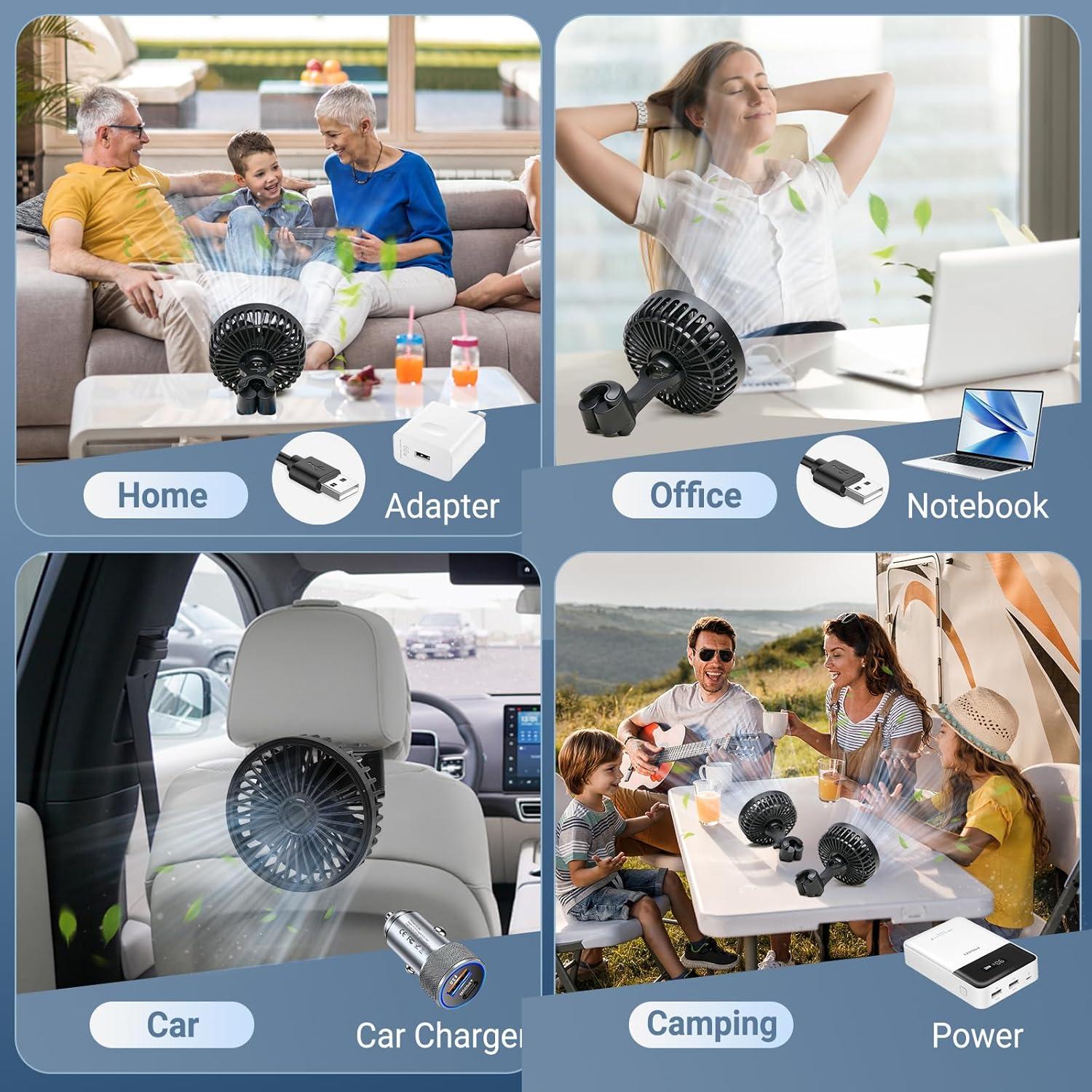 Ventilador de Auto HUENLYEL para Bebé Ajustable USB 3 Velocidades