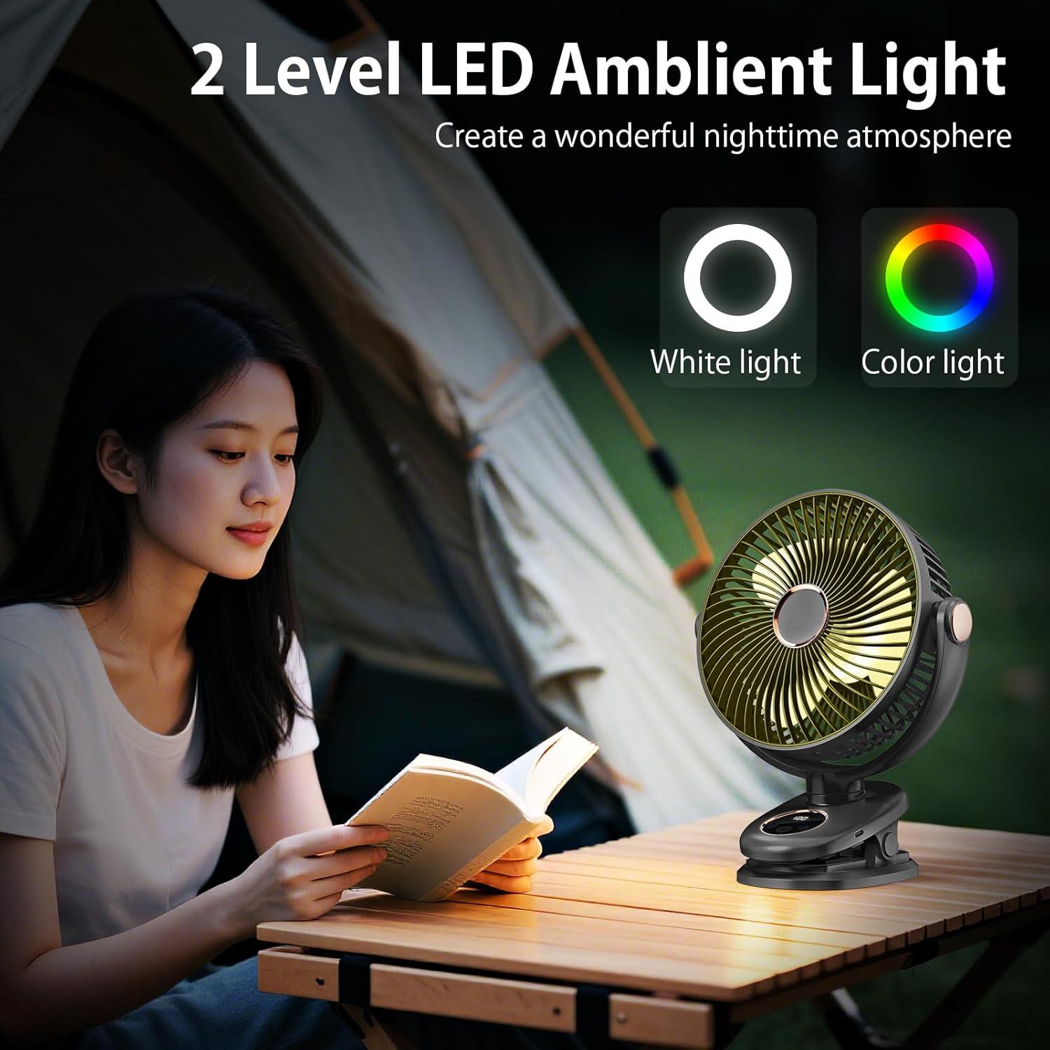 Ventilador Portátil Clip iNeibo 8" Oscilante 10000mAh Negro