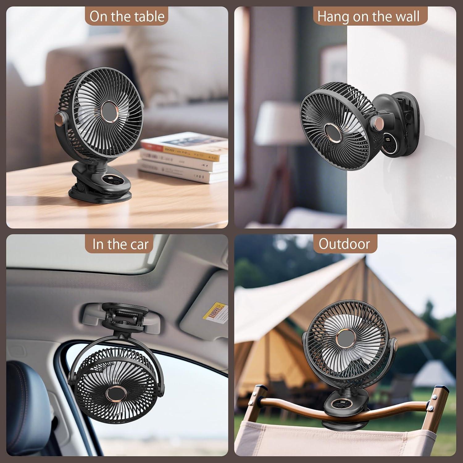 Ventilador Portátil Clip iNeibo 8" Oscilante 10000mAh Negro