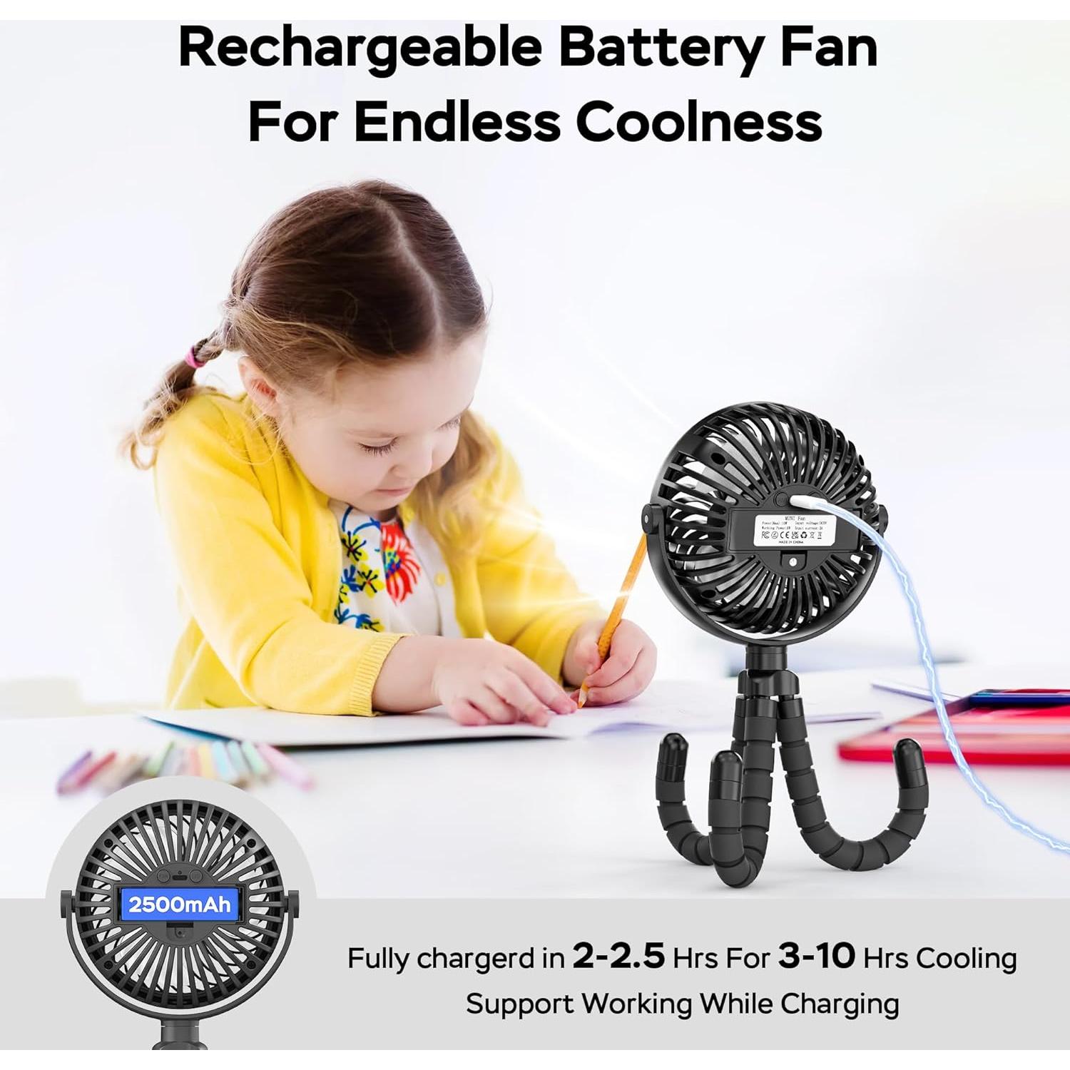 Ventilador Portátil COMLIFE con Luz LED y Batería Recargable