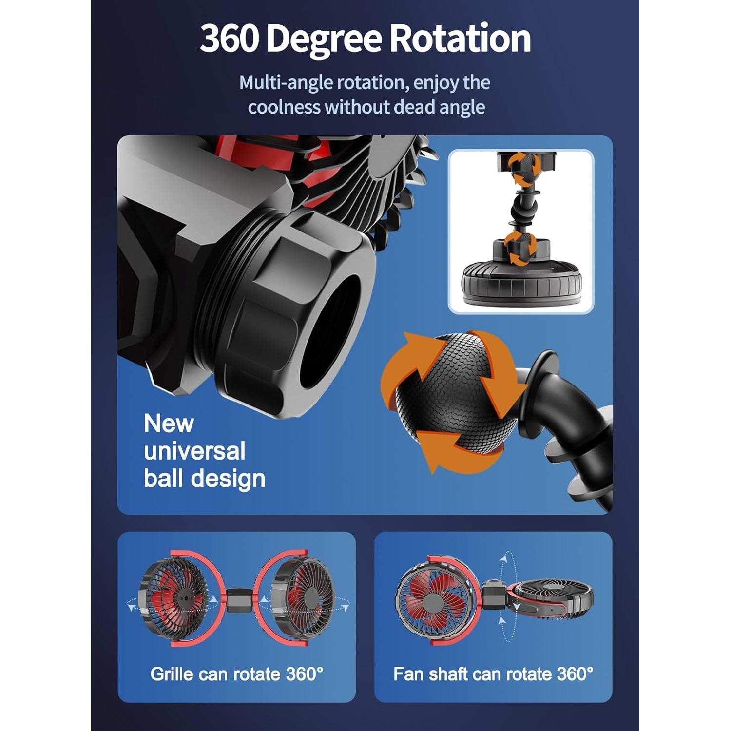 Ventilador de Coche Maiproo MA-CF6U Doble Cabeza USB 360°